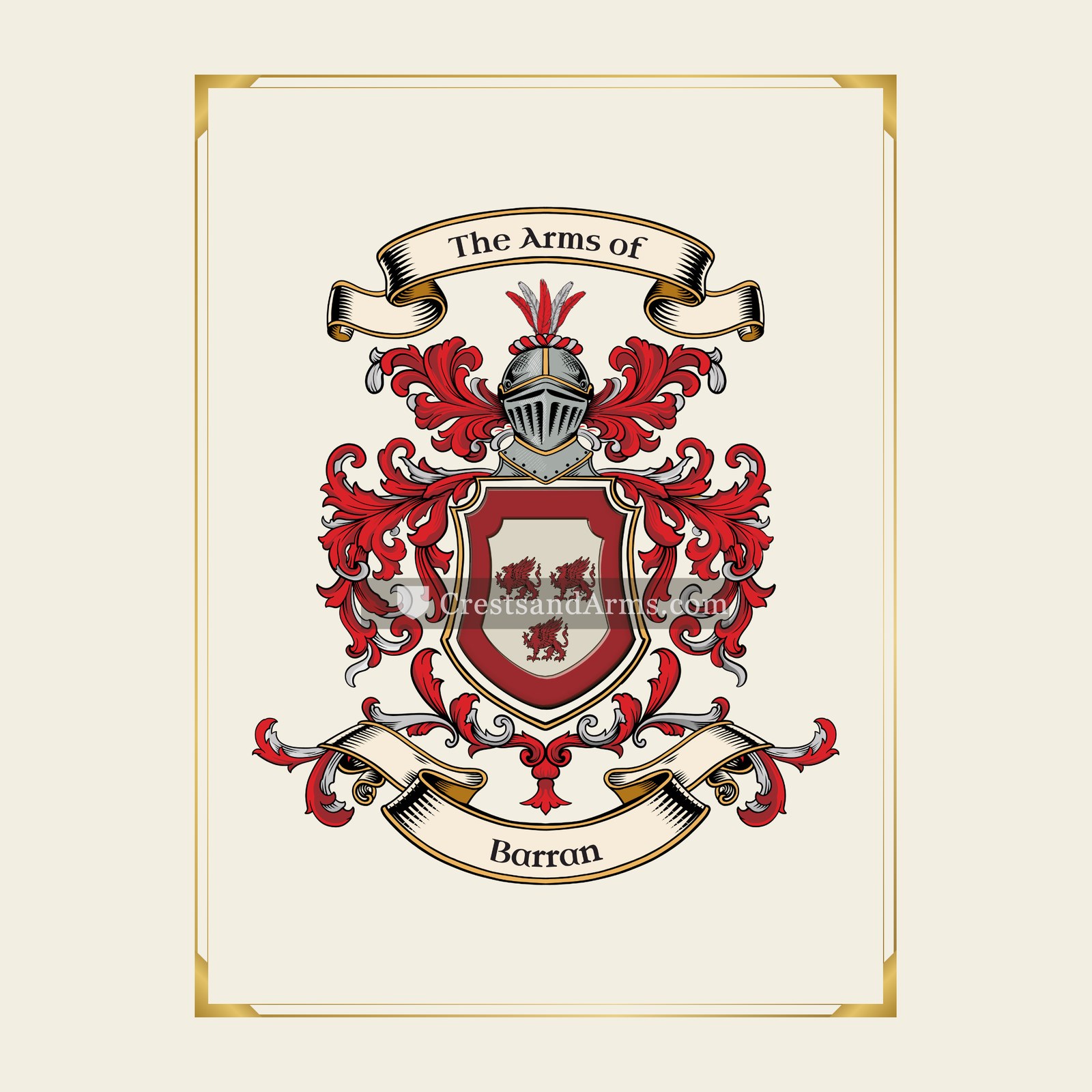 With gold border