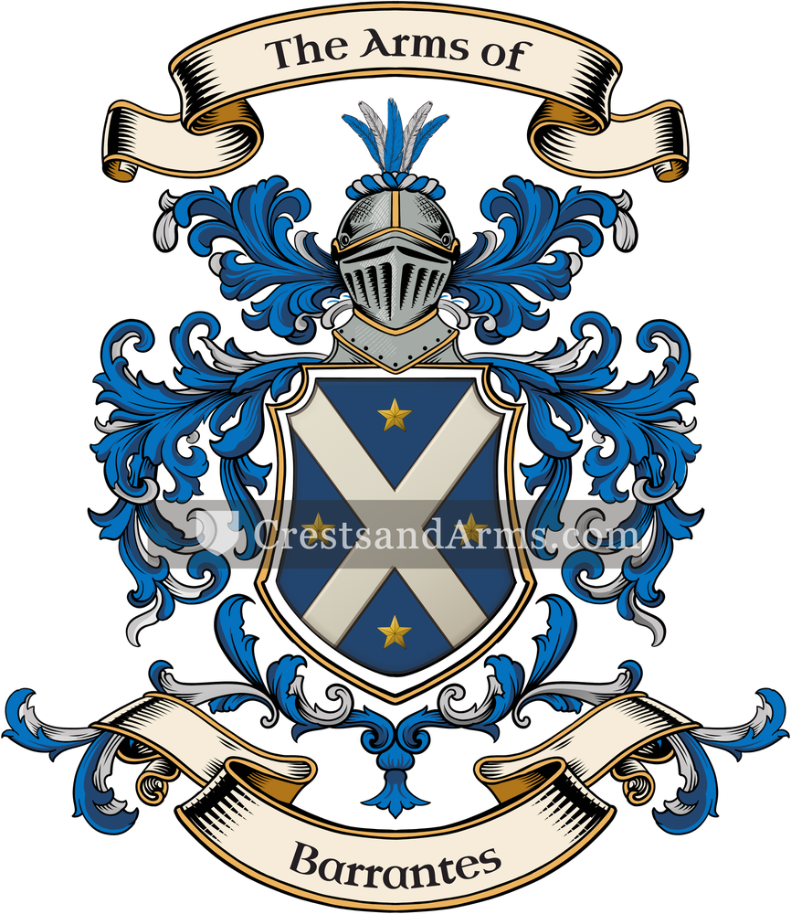 The Barrantes coat of arms, drawn from the recorded blazon