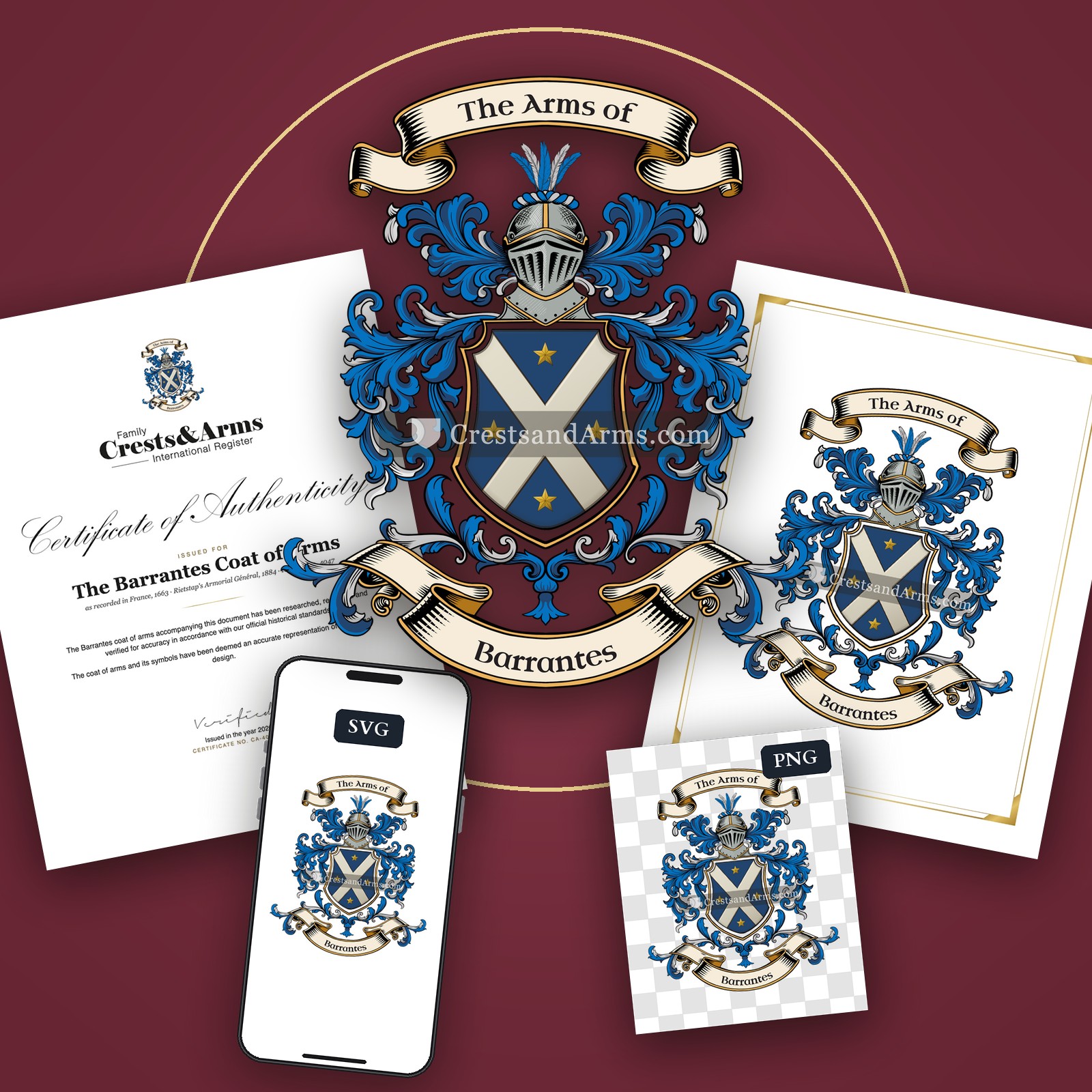 The Barrantes arms on the coat of arms — digital pack