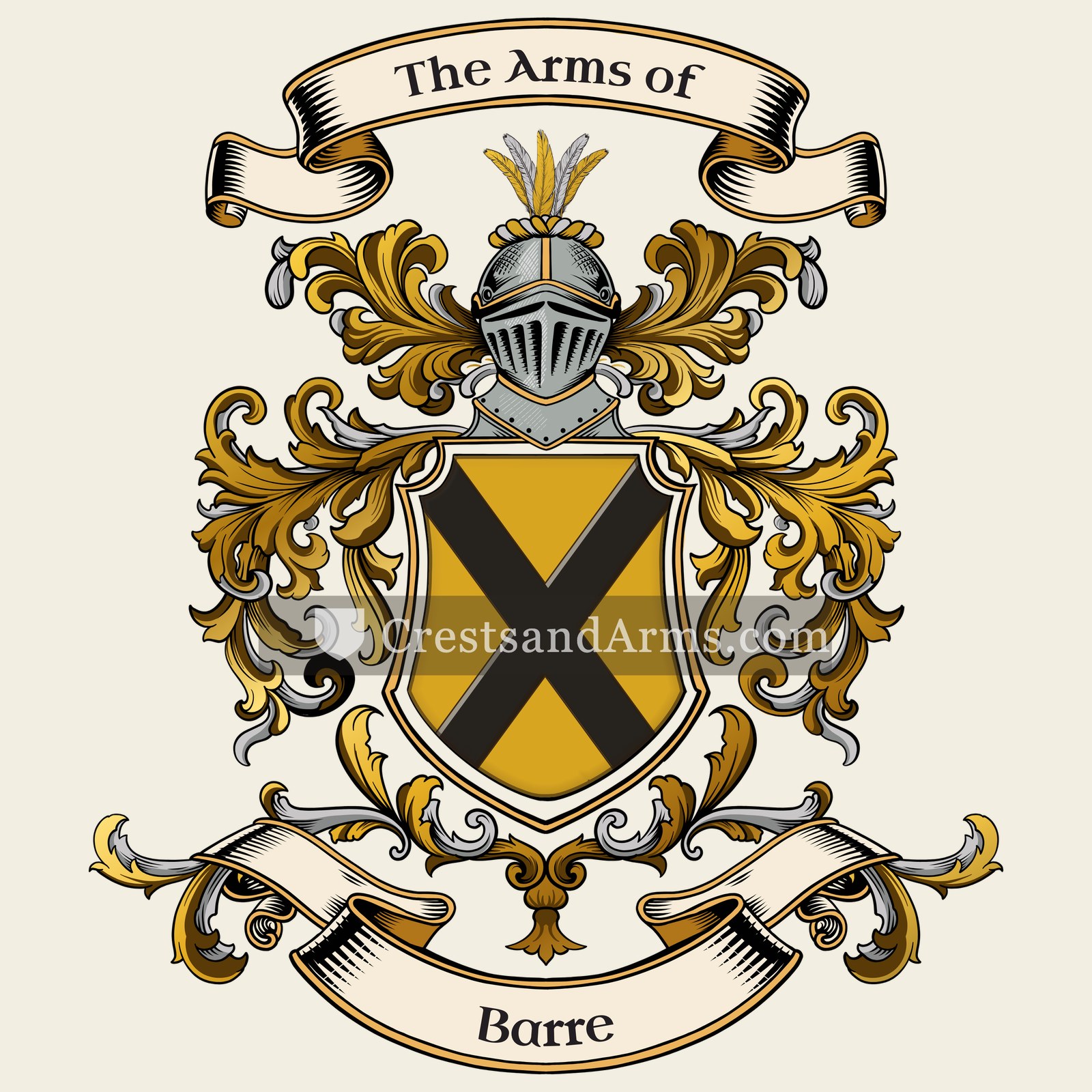 The Barre coat of arms, drawn from the recorded blazon