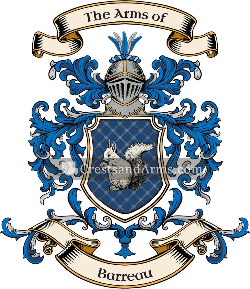 The Barreau coat of arms, drawn from the recorded blazon