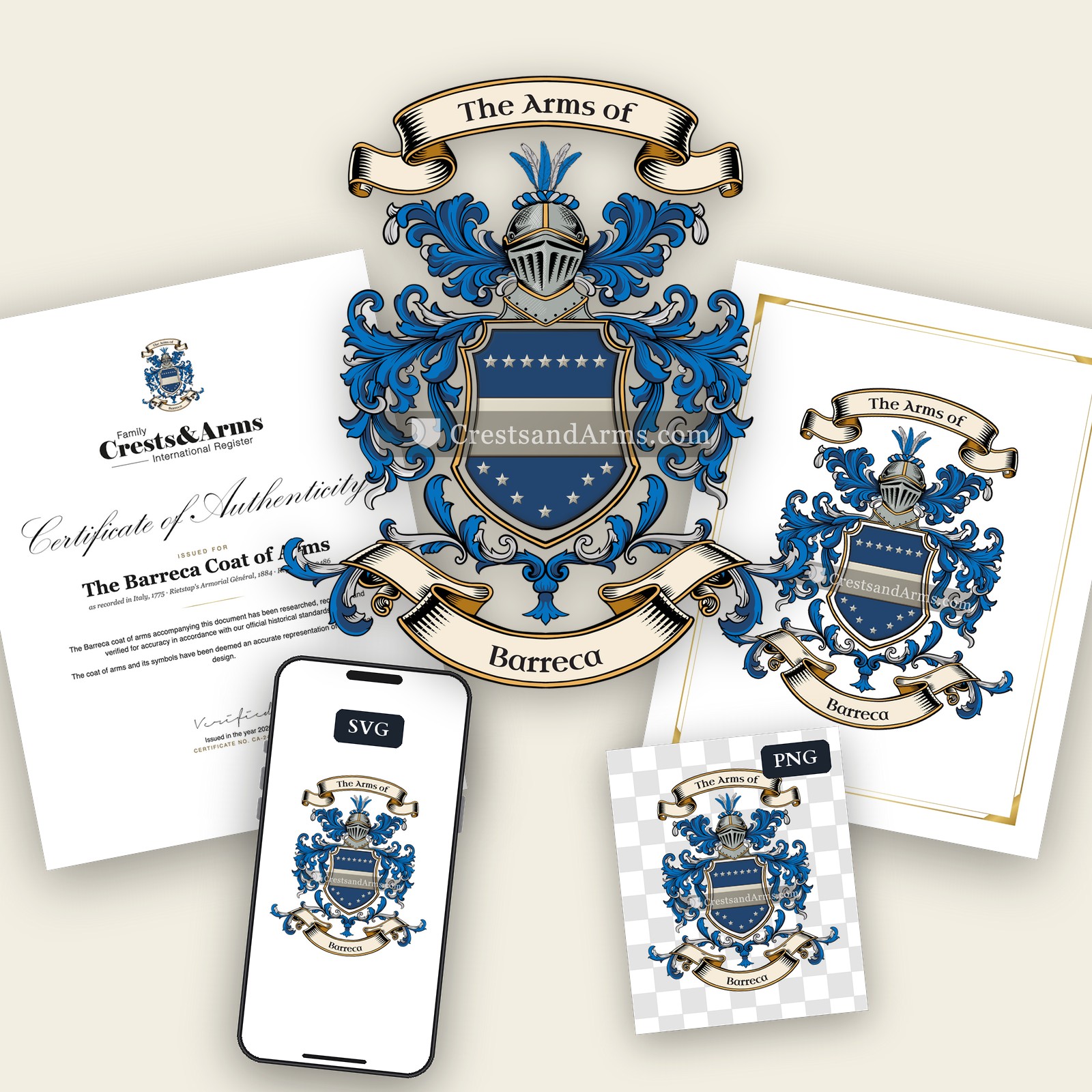The Barreca arms on the coat of arms — digital pack