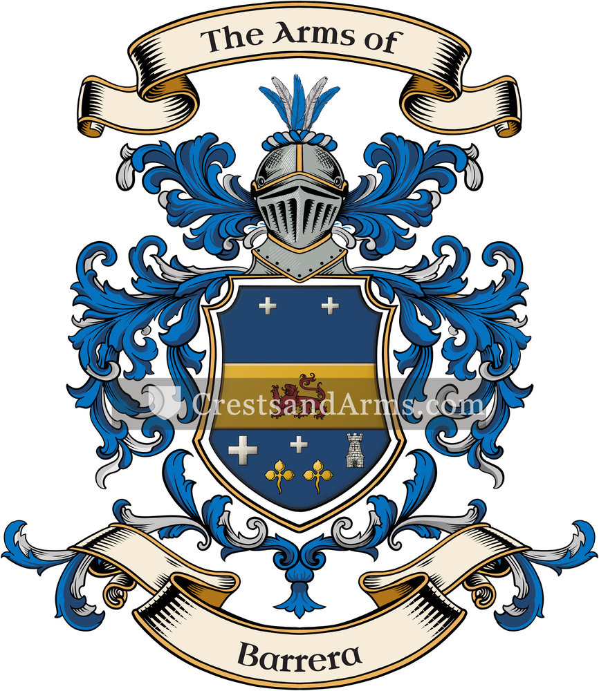 The Barrera coat of arms, drawn from the recorded blazon