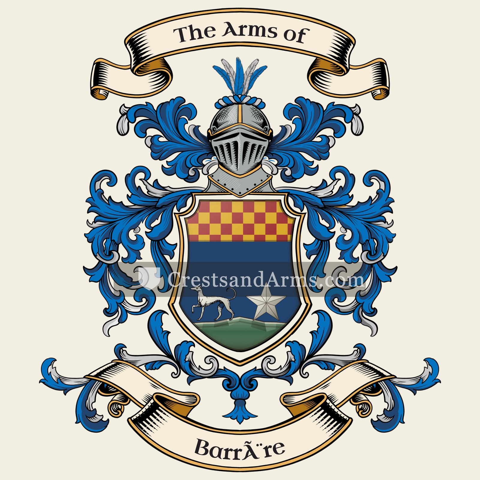 The Barrère coat of arms, drawn from the recorded blazon