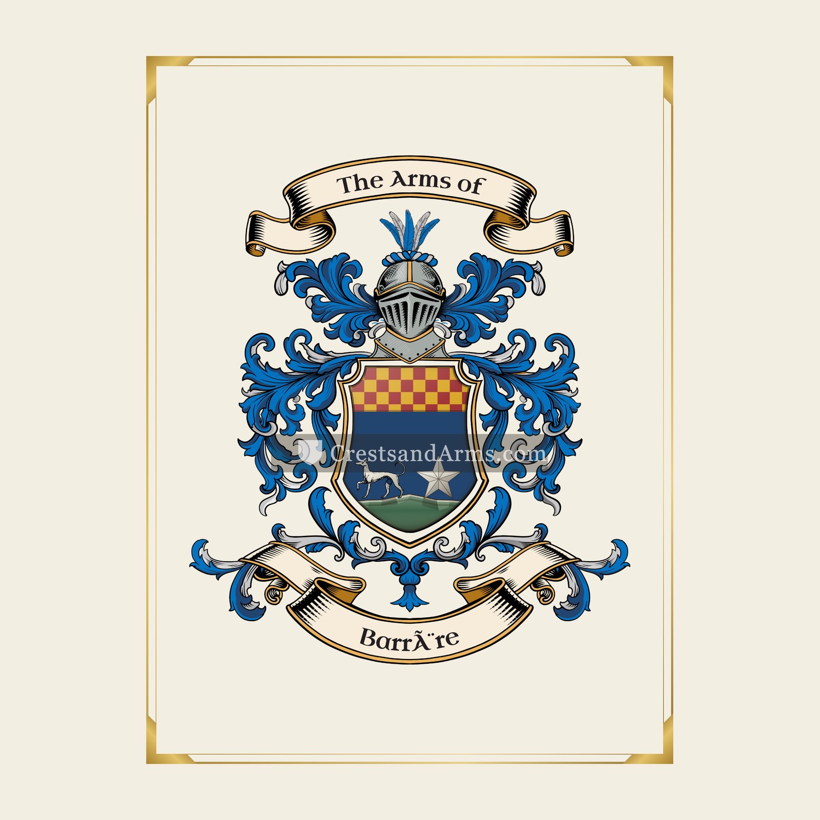 With gold border