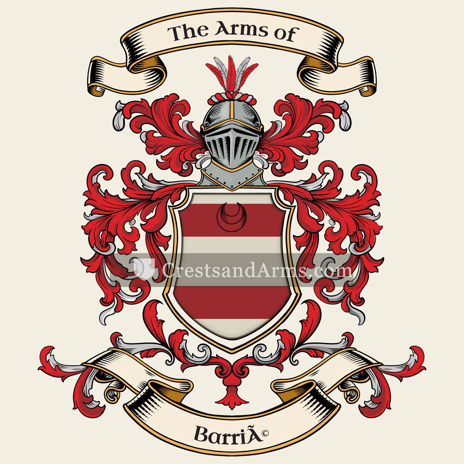 The Barrié coat of arms, drawn from the recorded blazon