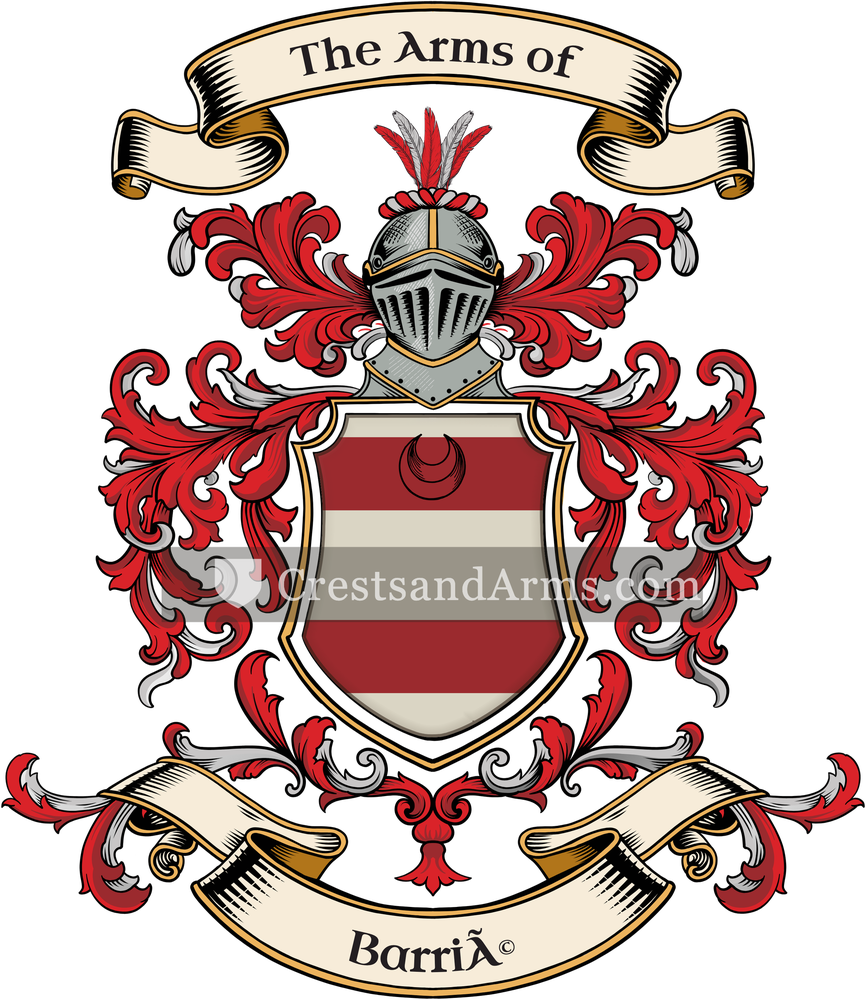 The Barrié coat of arms, drawn from the recorded blazon