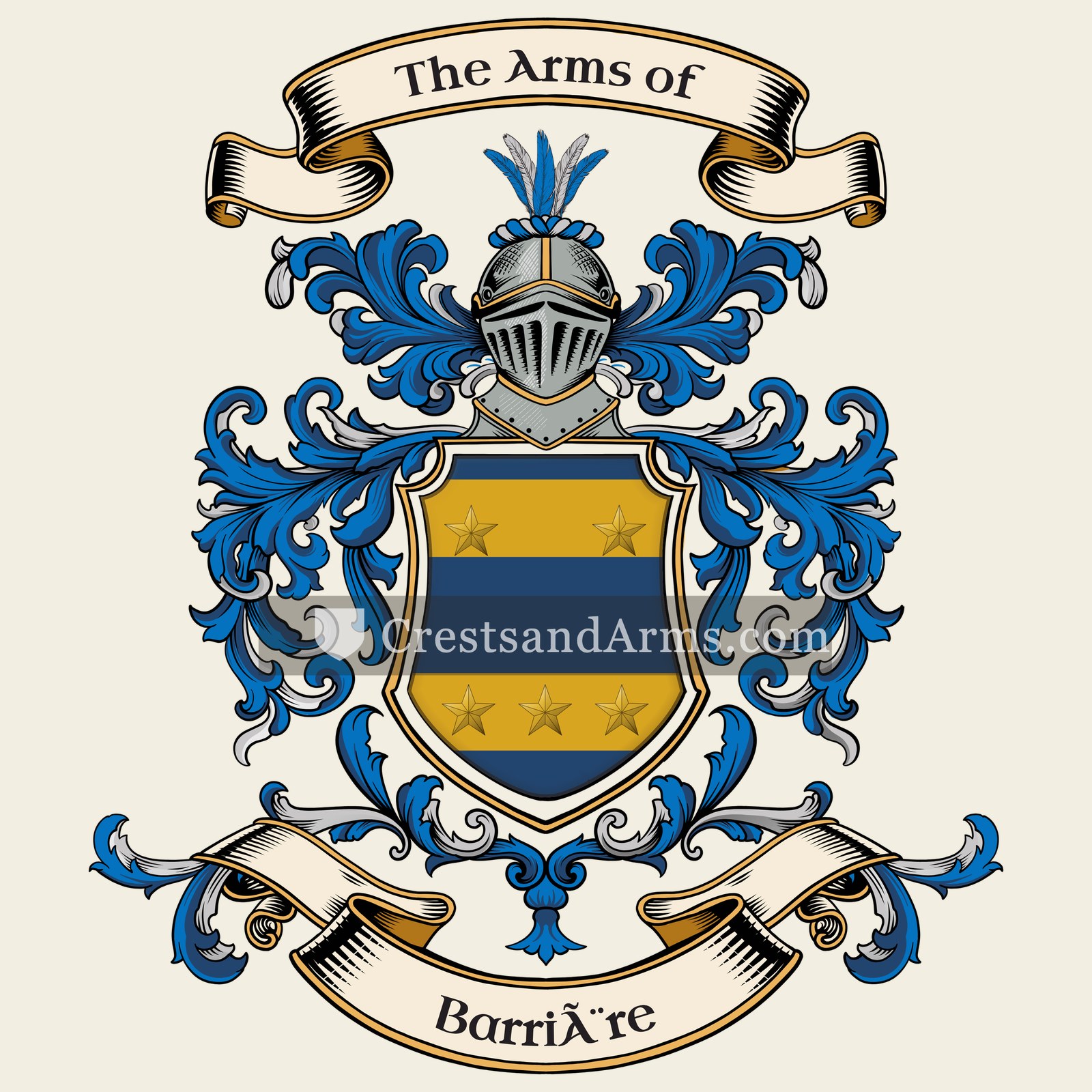 The Barrière coat of arms, drawn from the recorded blazon