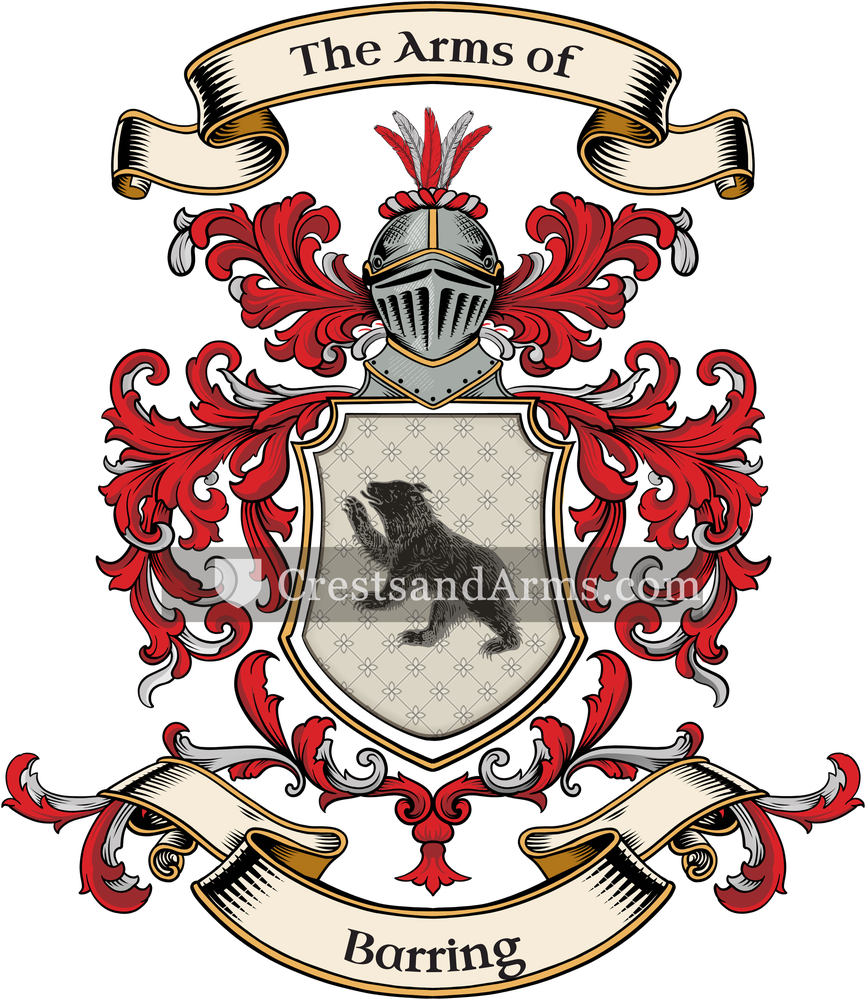 The Barring coat of arms, drawn from the recorded blazon