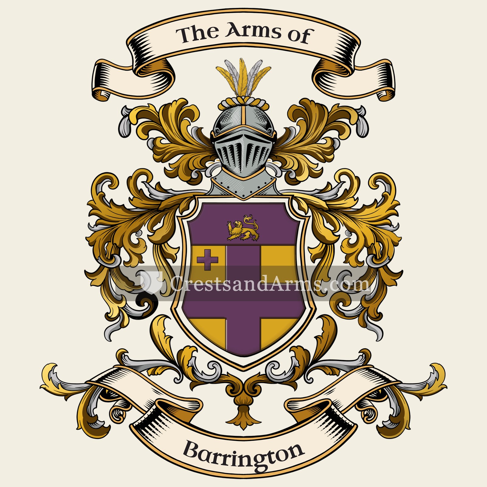 The Barrington coat of arms, drawn from the recorded blazon