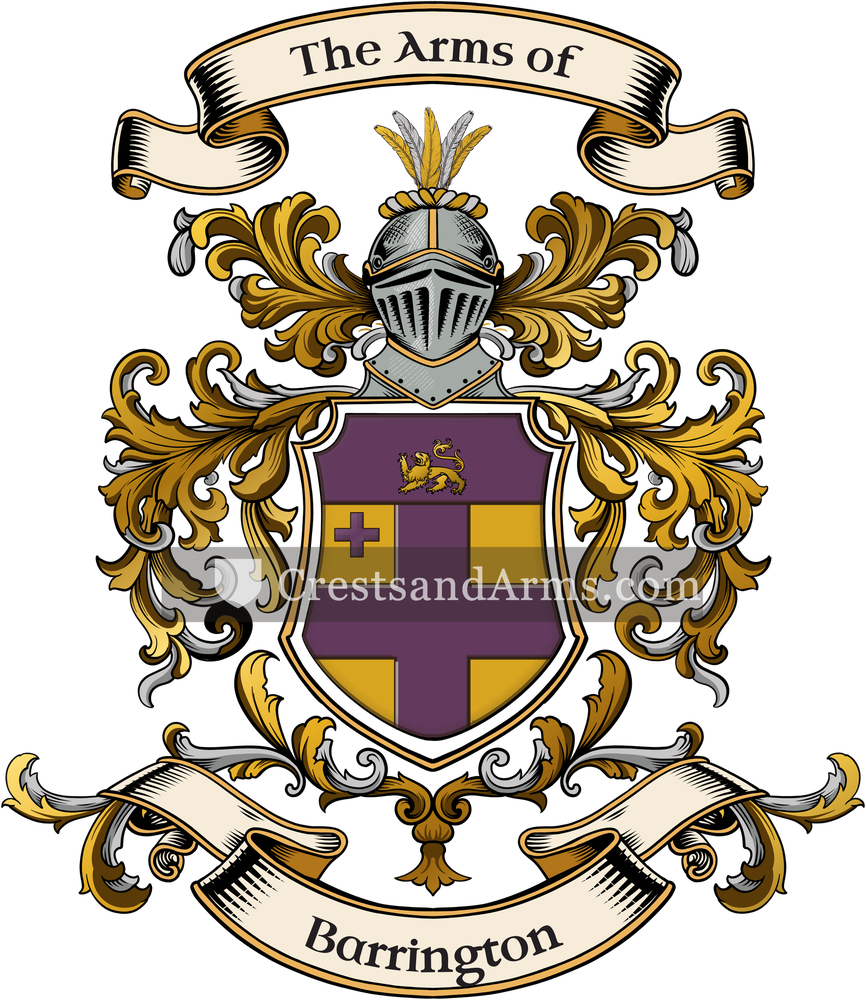 The Barrington coat of arms, drawn from the recorded blazon