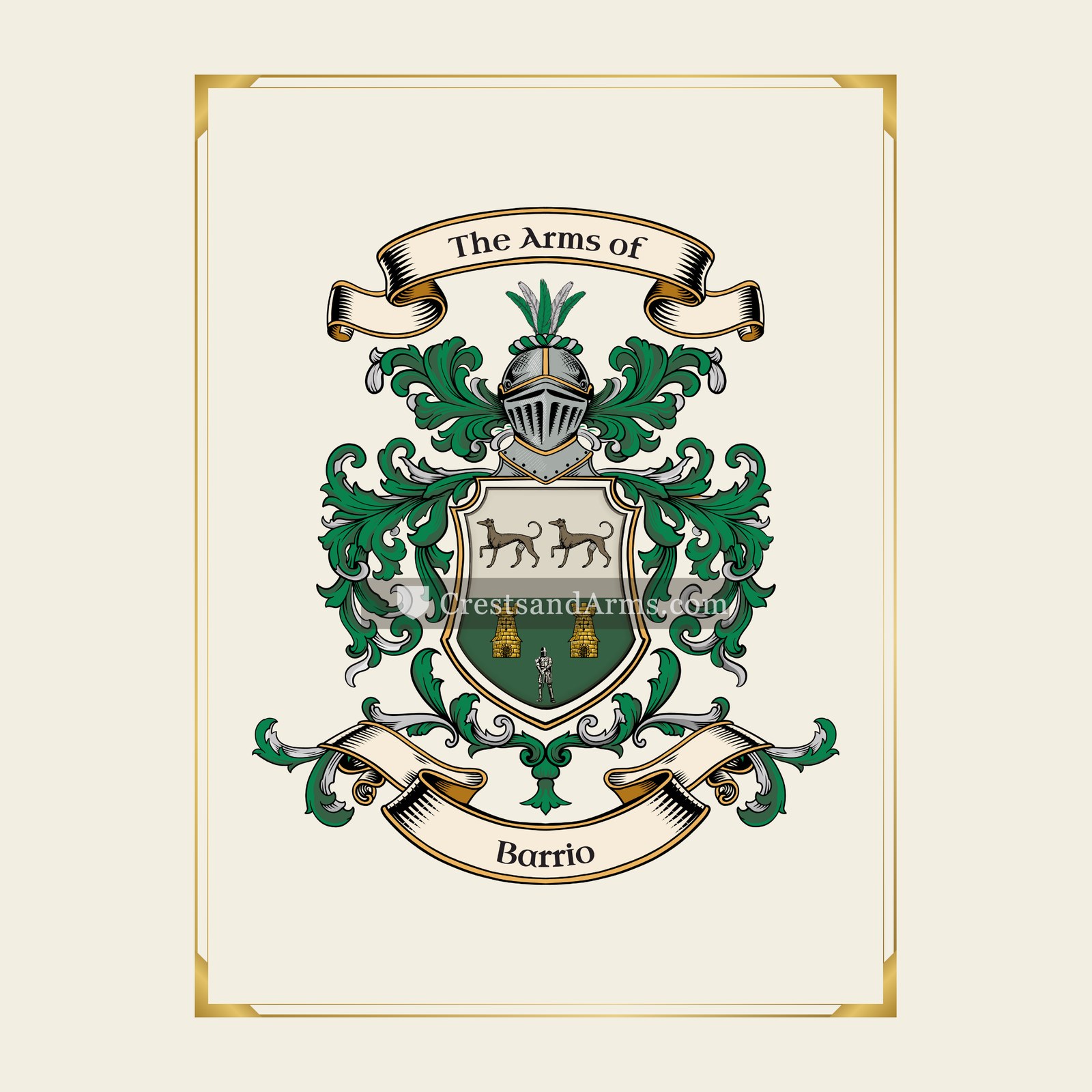With gold border