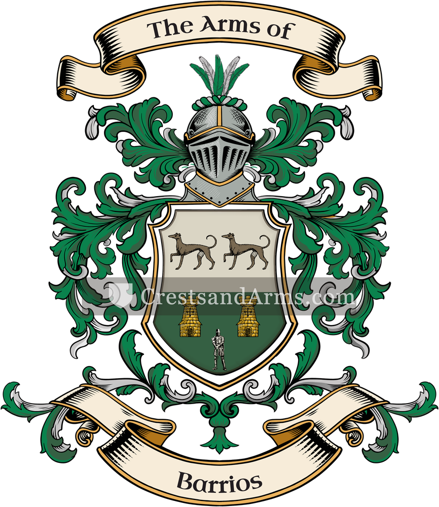 The Barrios coat of arms, drawn from the recorded blazon