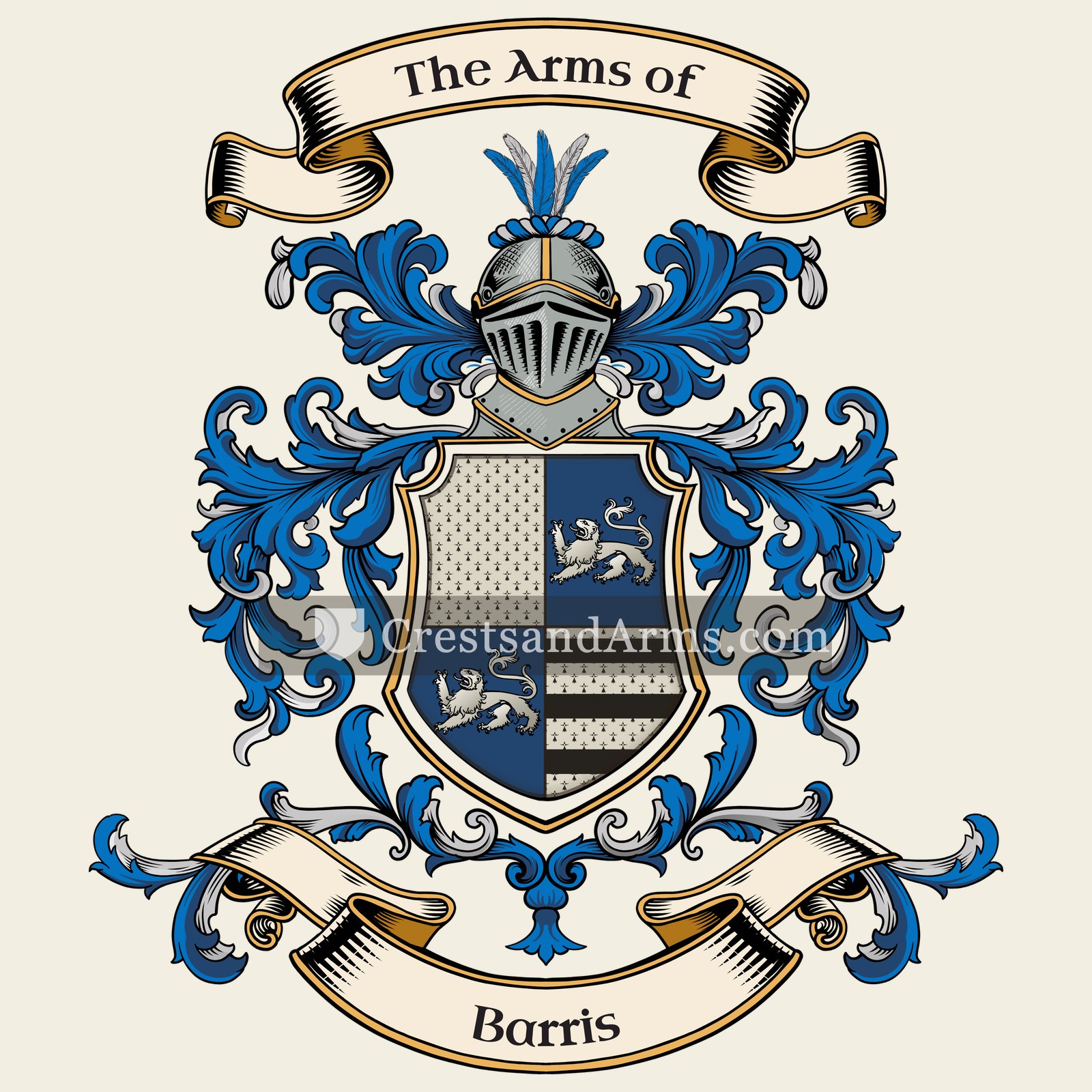 The Barris coat of arms, drawn from the recorded blazon