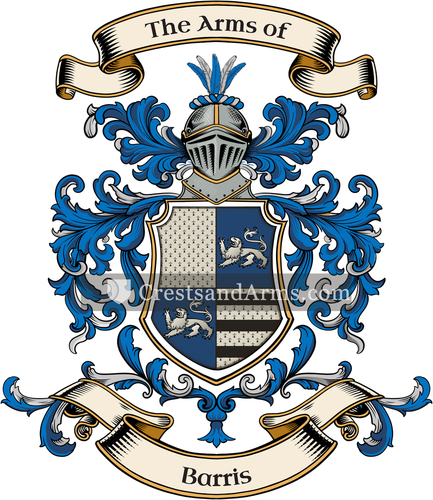 The Barris coat of arms, drawn from the recorded blazon