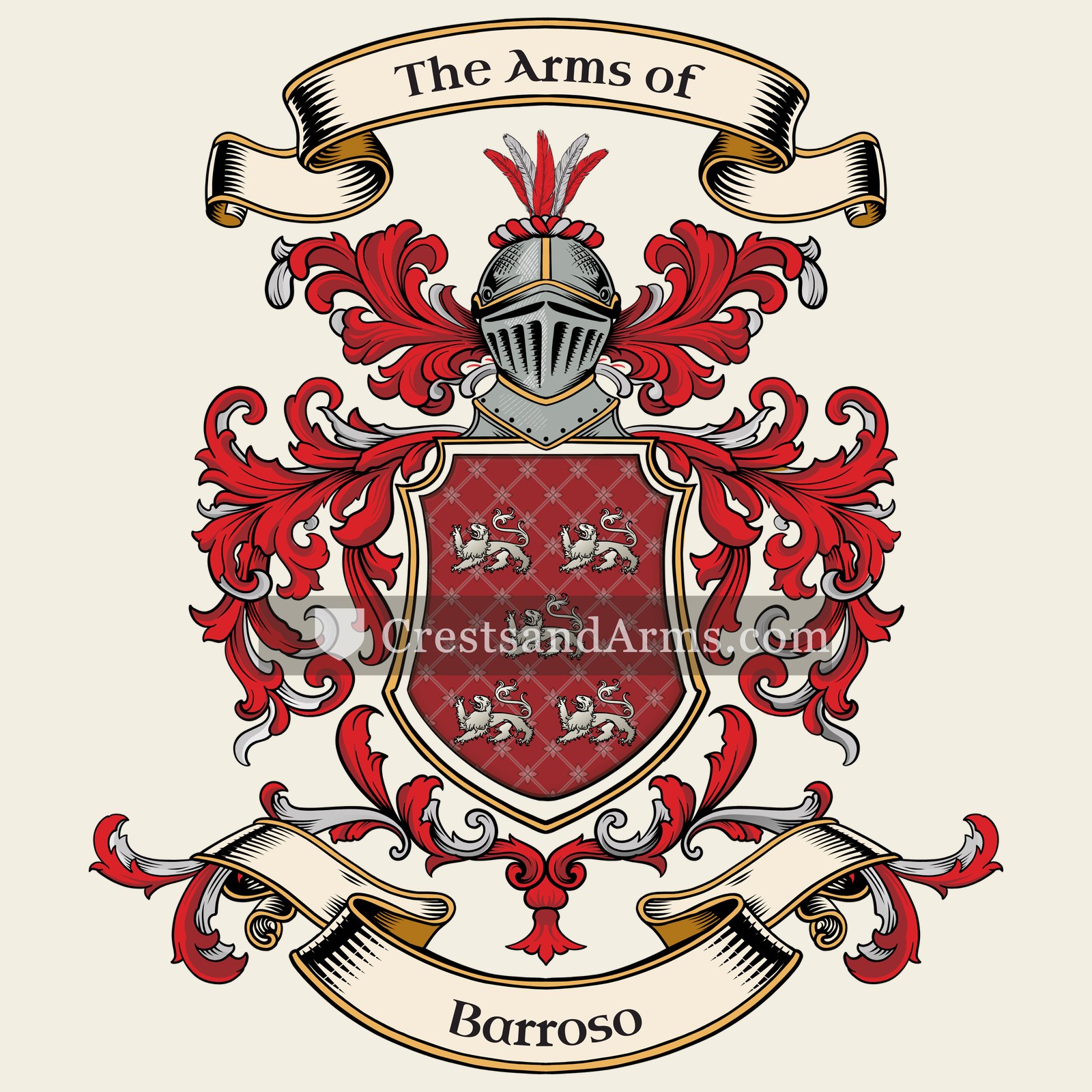 The Barroso coat of arms, drawn from the recorded blazon