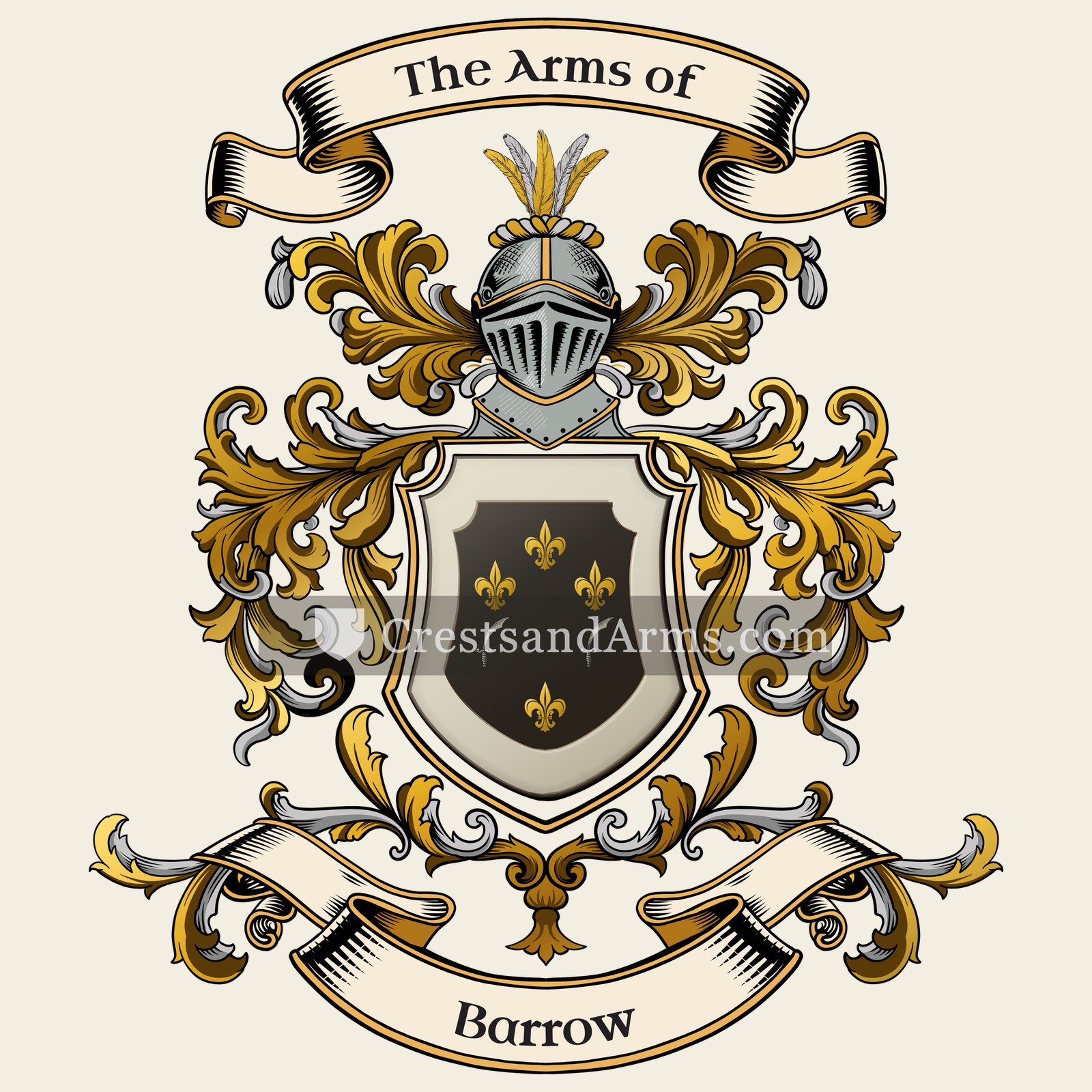 The Barrow coat of arms, drawn from the recorded blazon