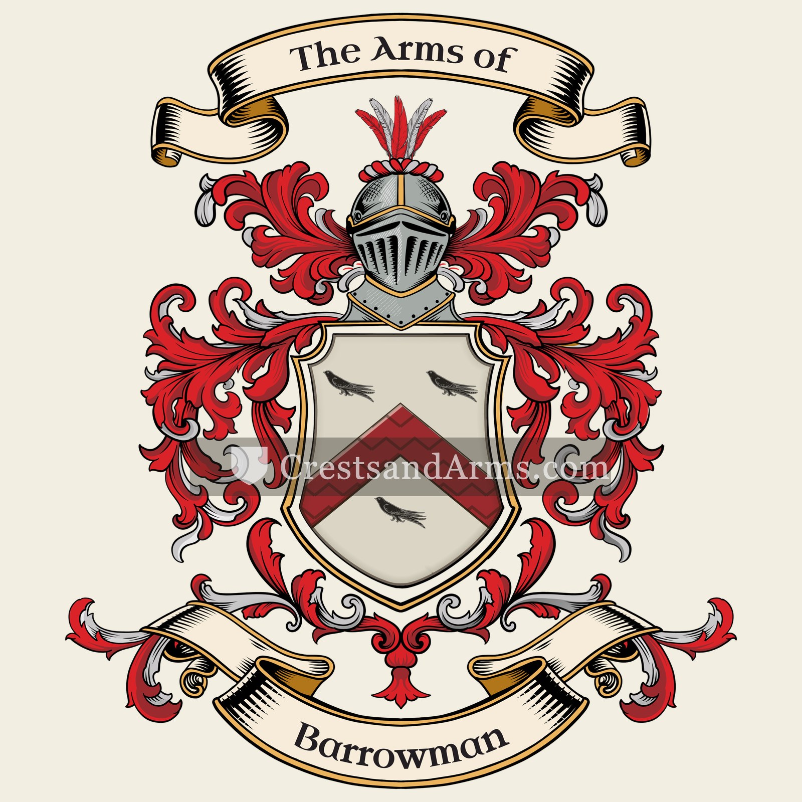 The Barrowman coat of arms, drawn from the recorded blazon