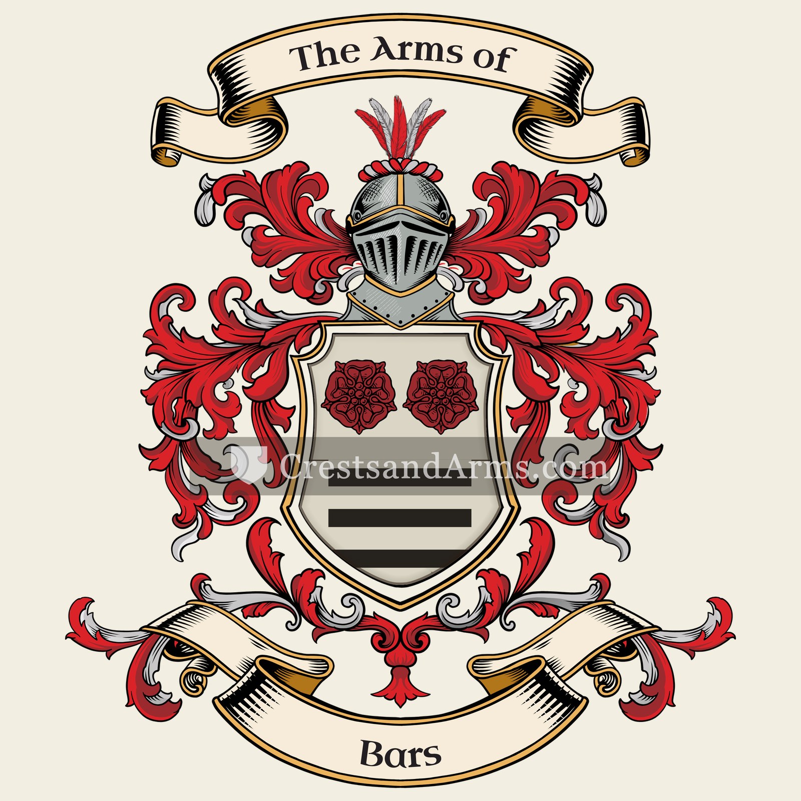 The Bars coat of arms, drawn from the recorded blazon