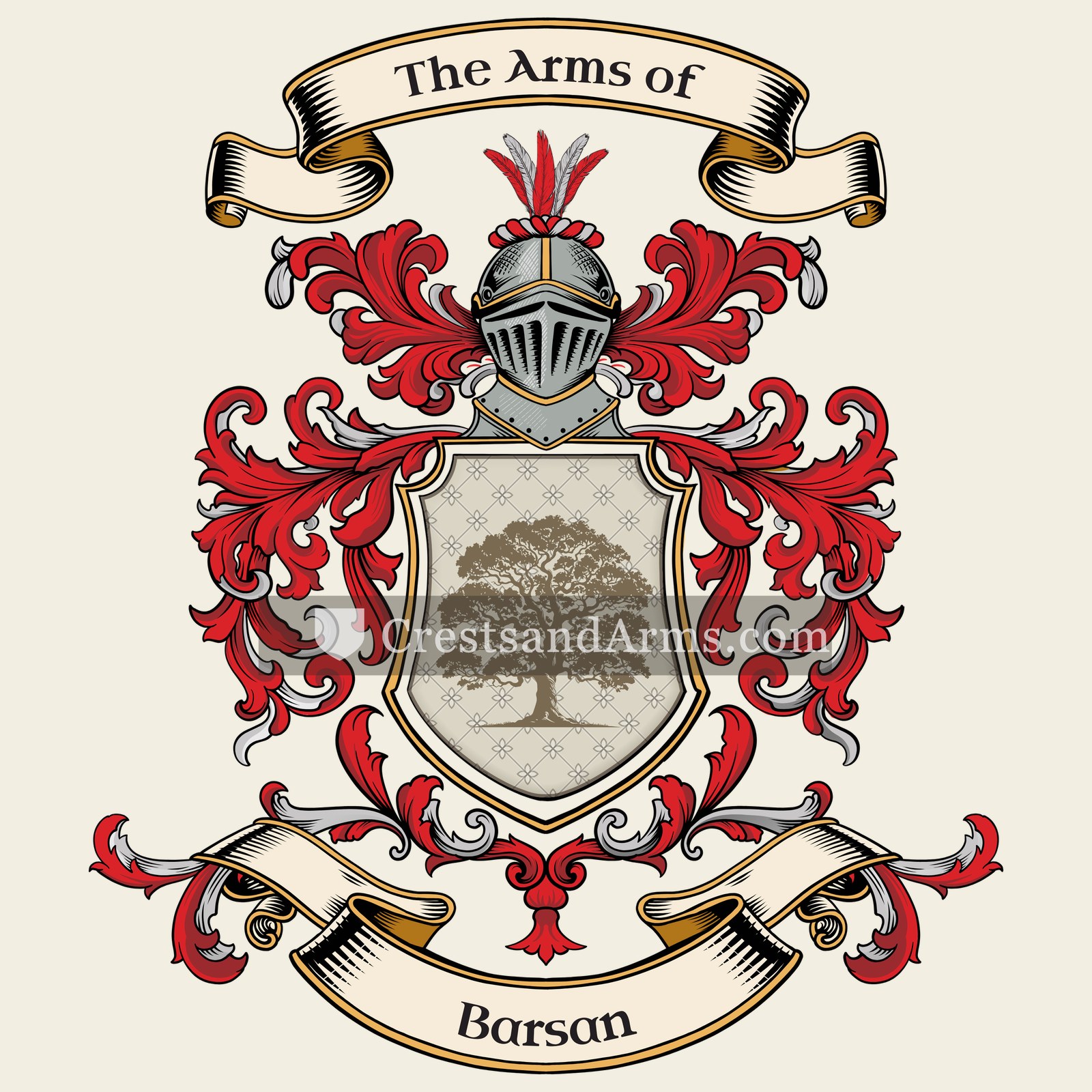 The Barsan coat of arms, drawn from the recorded blazon