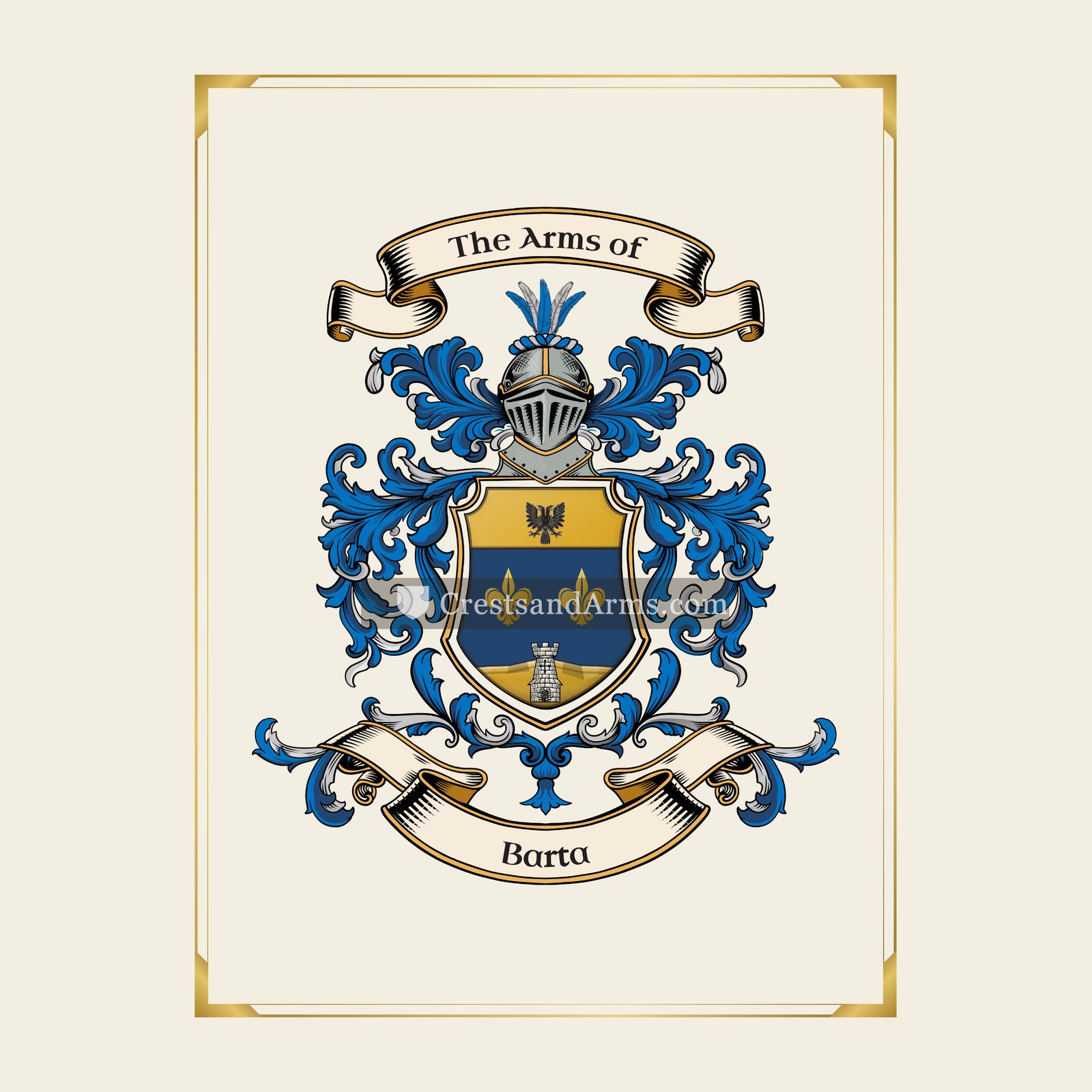 With gold border