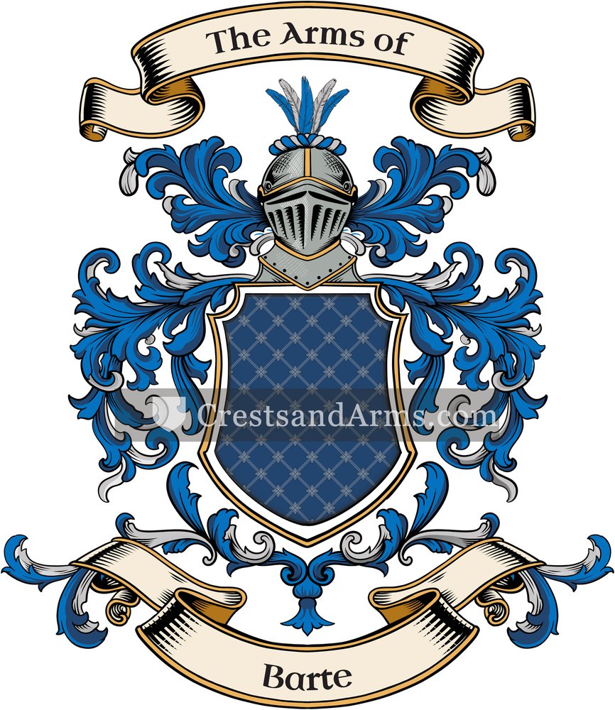 The Barte coat of arms, drawn from the recorded blazon