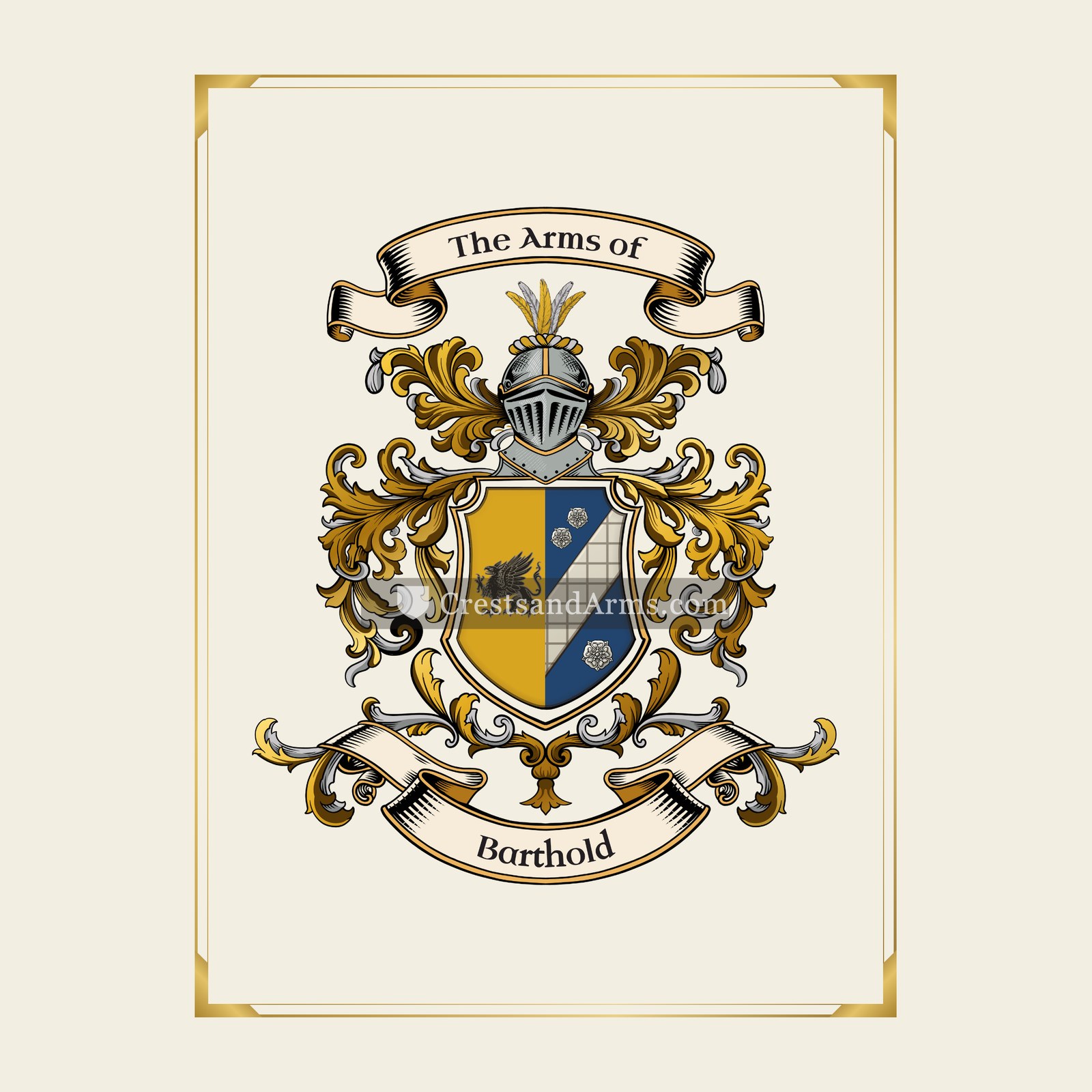 With gold border