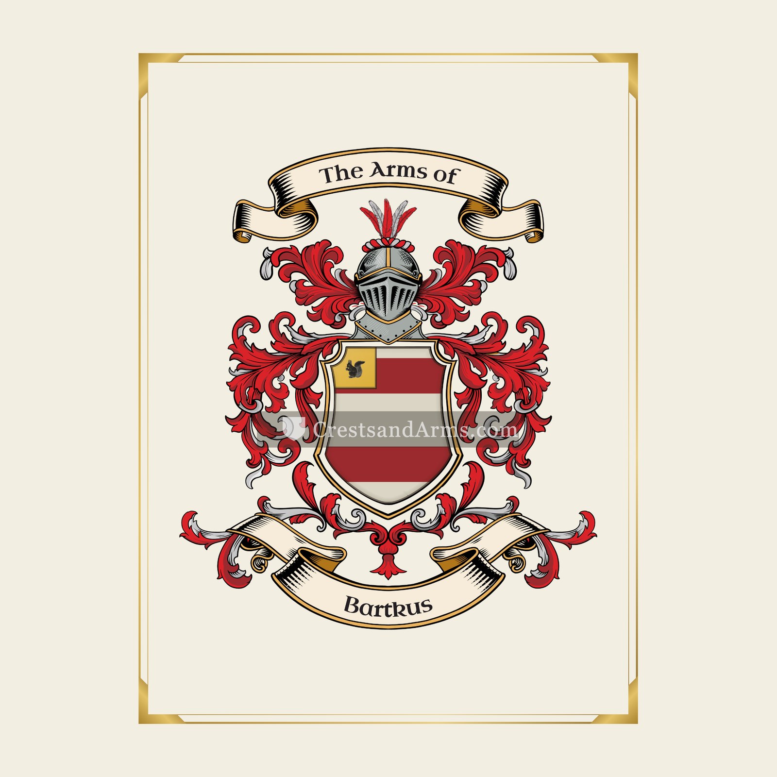 With gold border