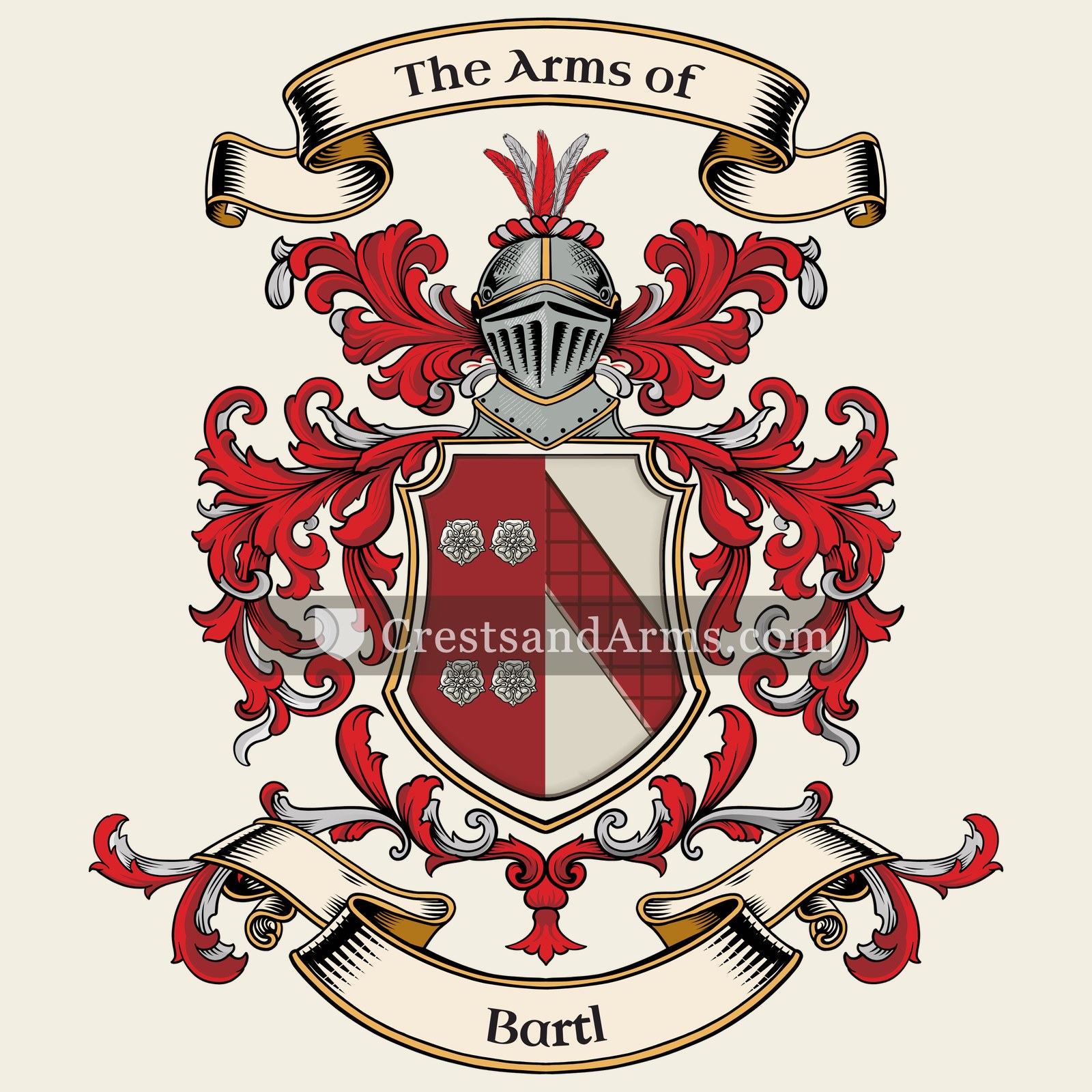 The Bartl coat of arms, drawn from the recorded blazon