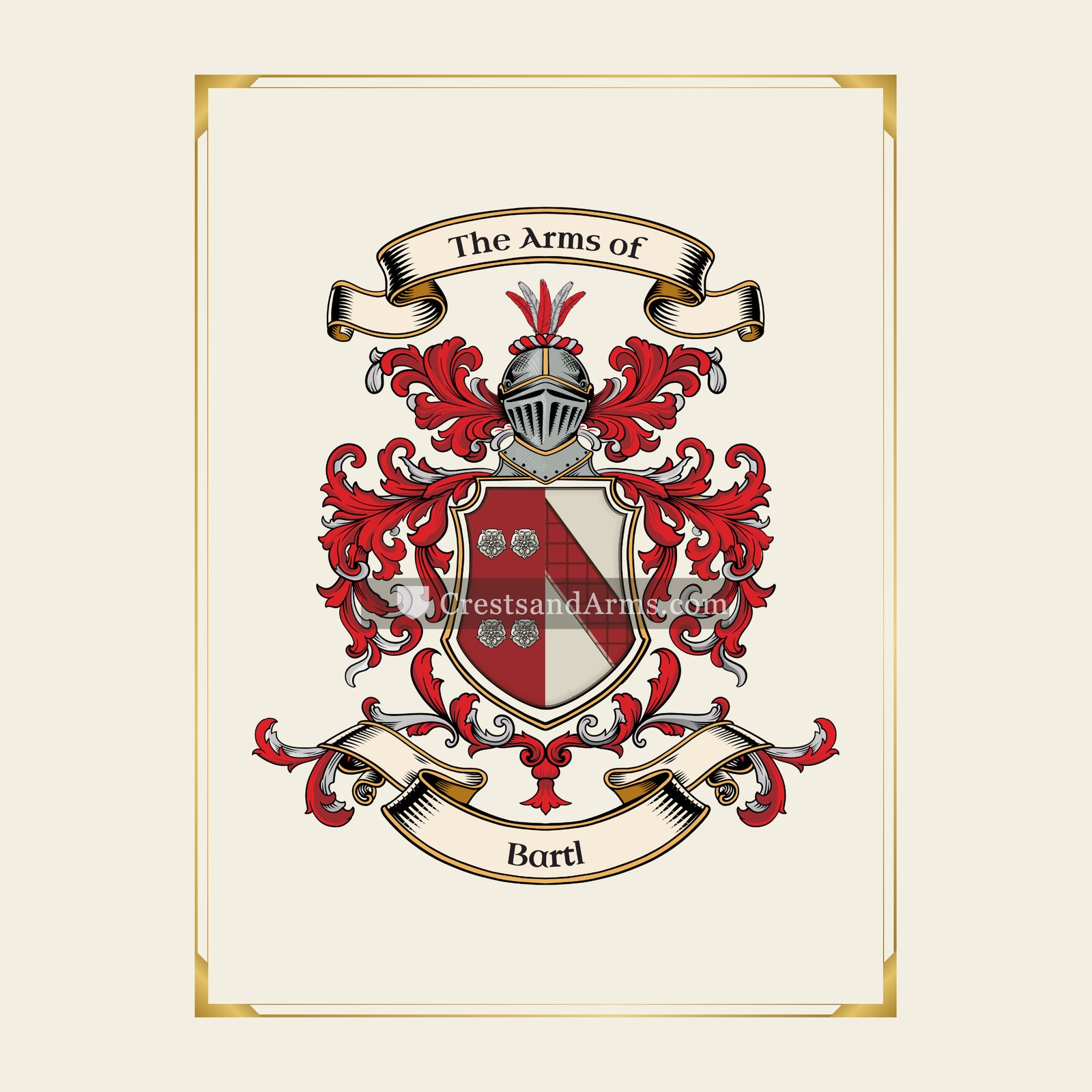 With gold border