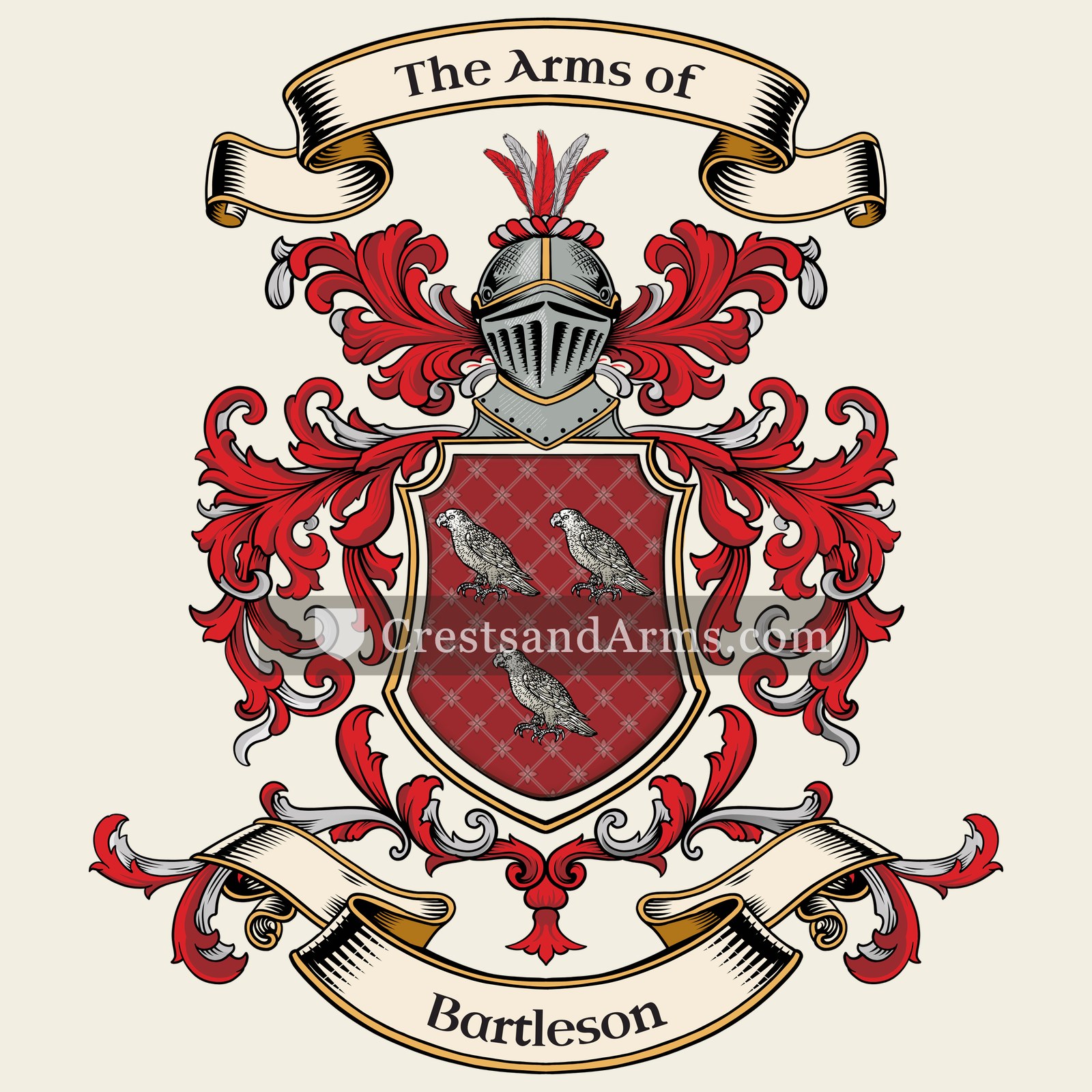 The Bartleson coat of arms, drawn from the recorded blazon
