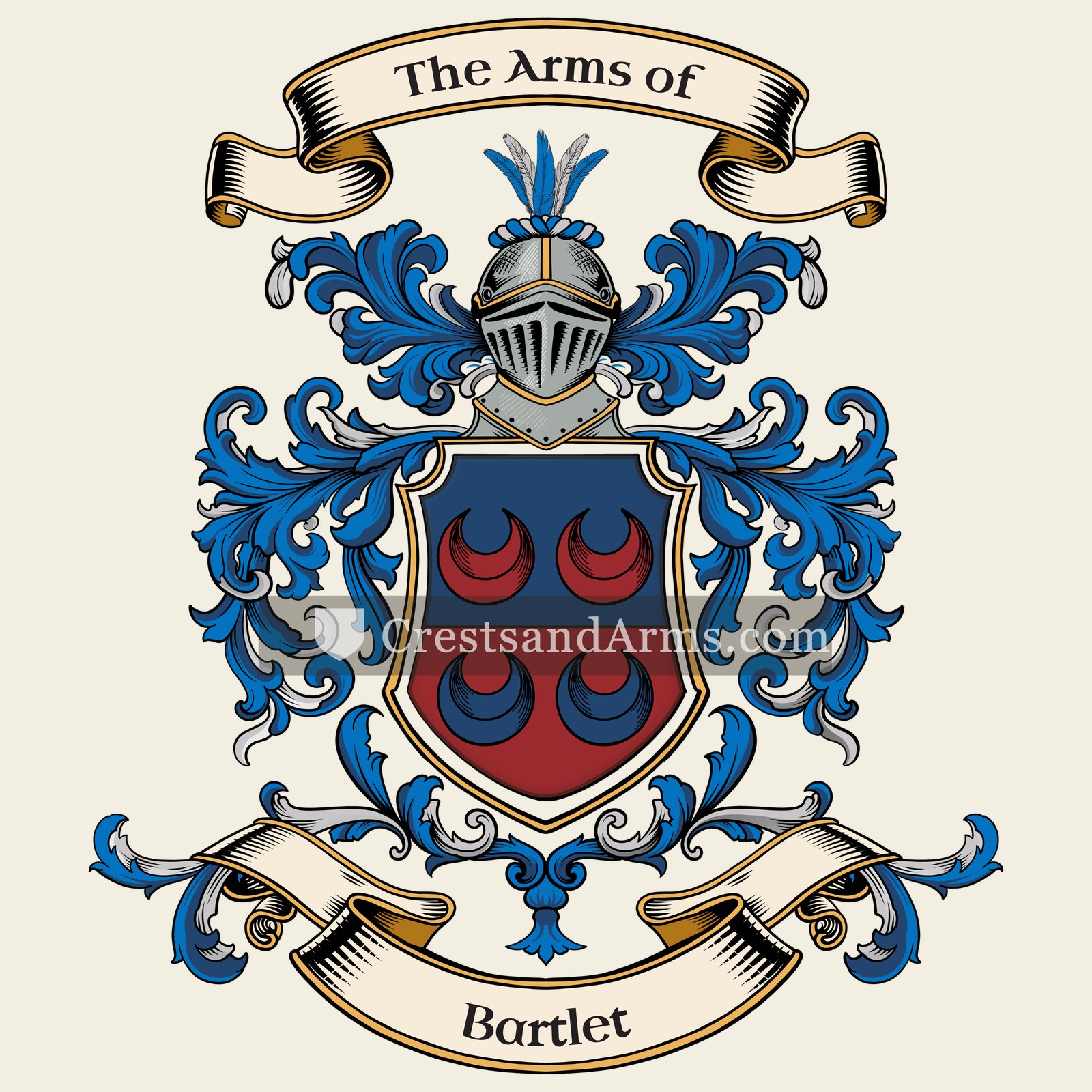 The Bartlet coat of arms, drawn from the recorded blazon