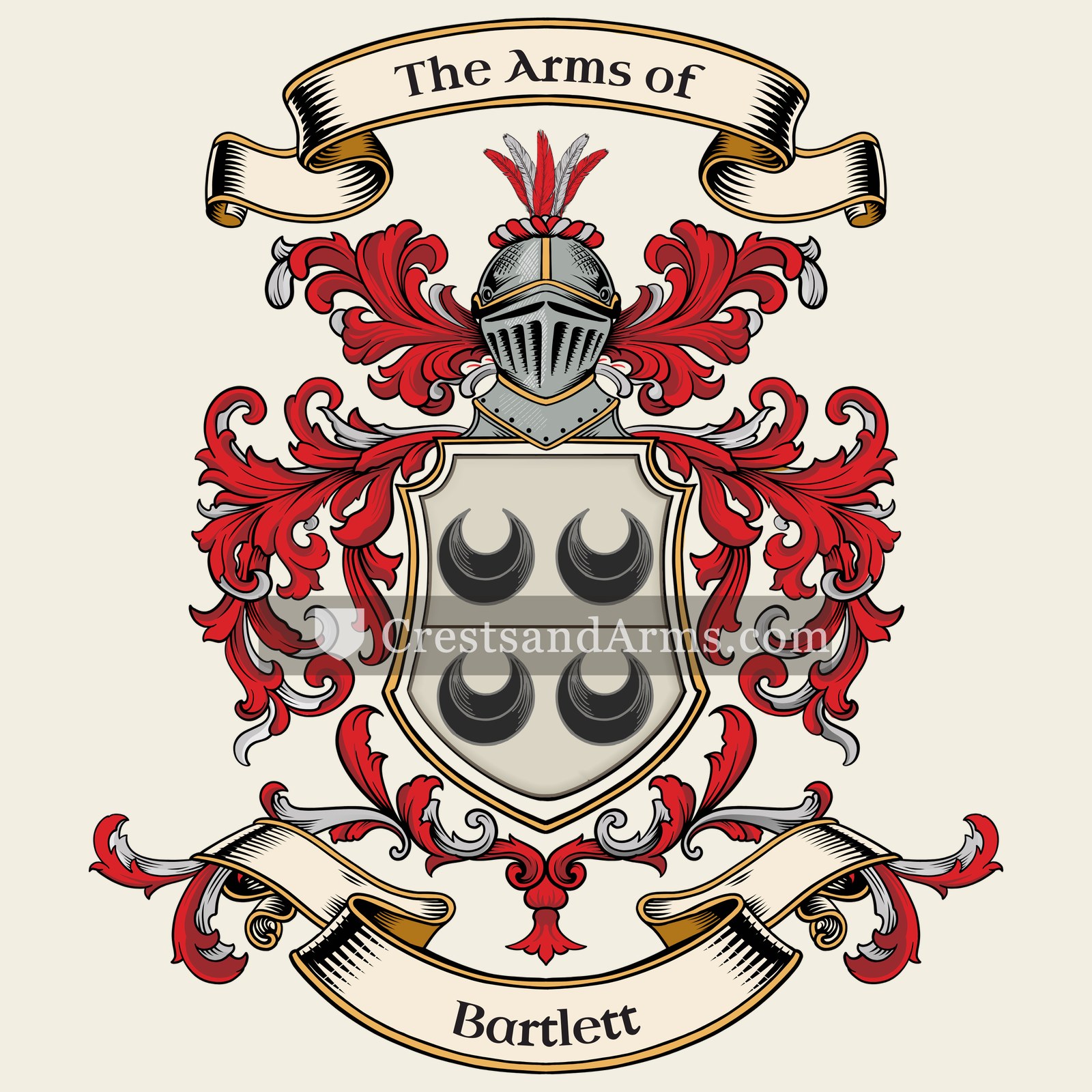 The Bartlett coat of arms, drawn from the recorded blazon