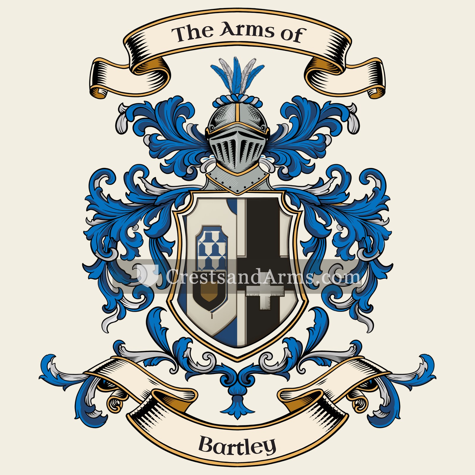 The Bartley coat of arms, drawn from the recorded blazon