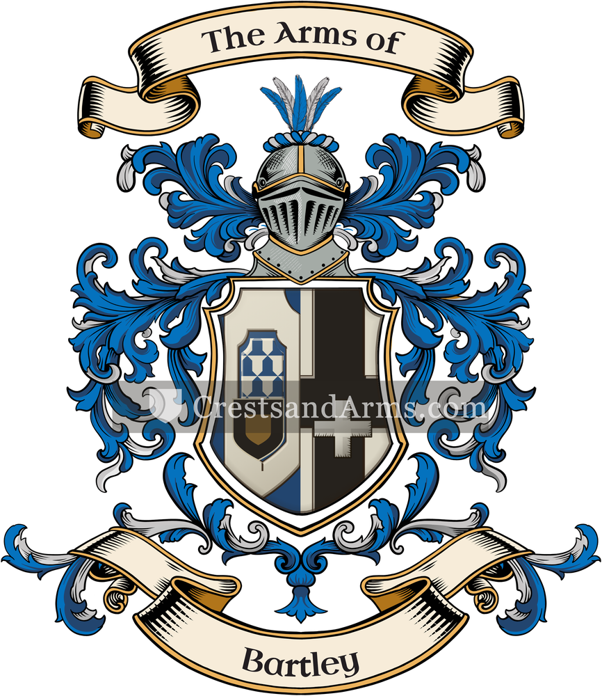 The Bartley coat of arms, drawn from the recorded blazon