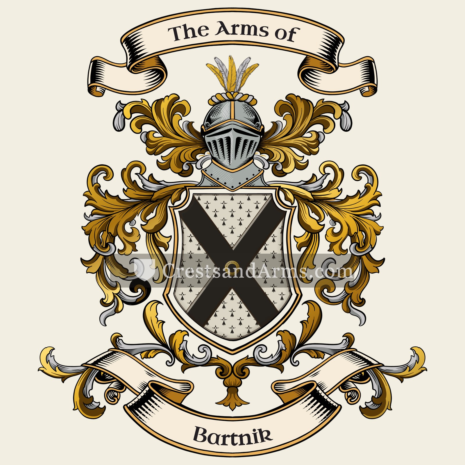 The Bartnik coat of arms, drawn from the recorded blazon