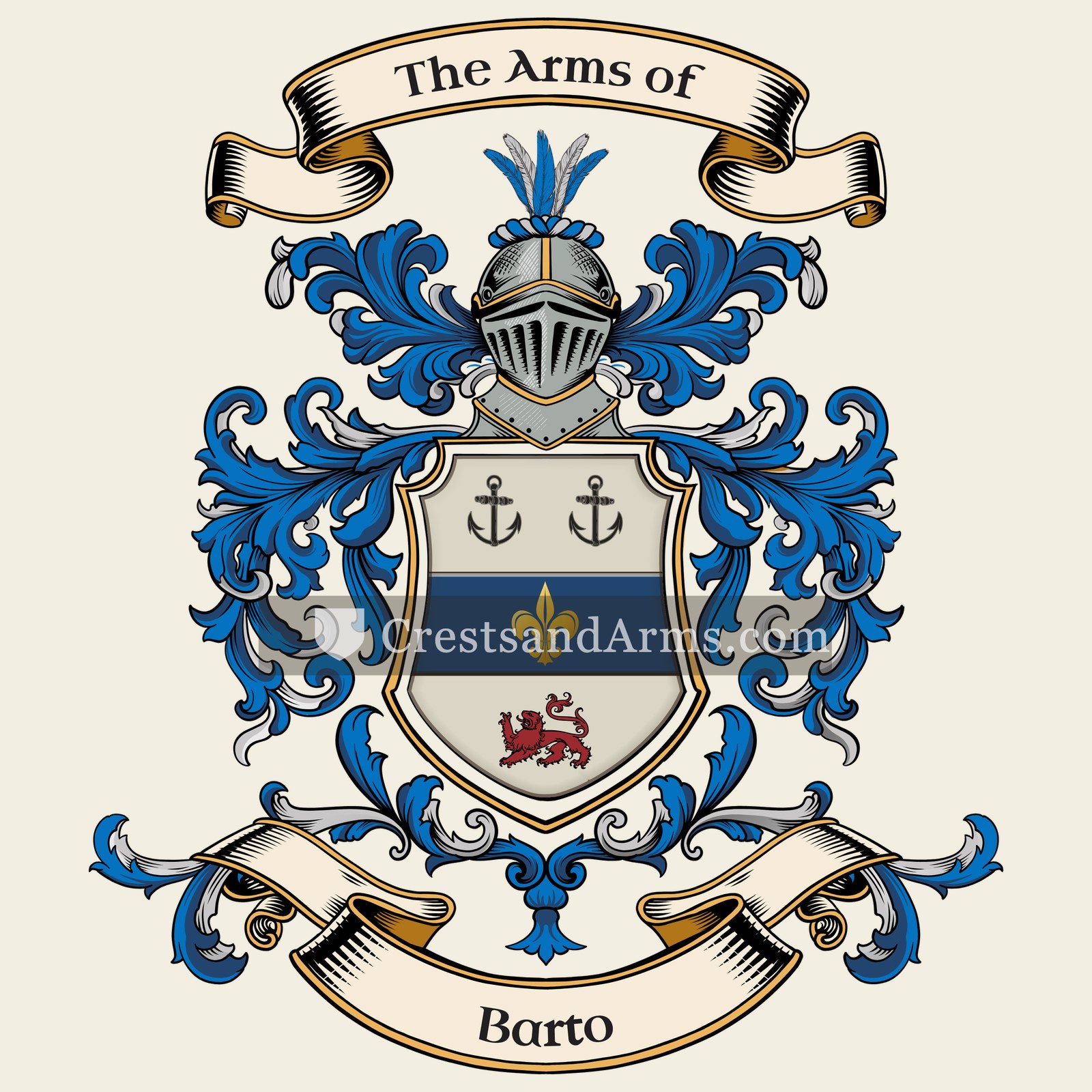 The Barto coat of arms, drawn from the recorded blazon