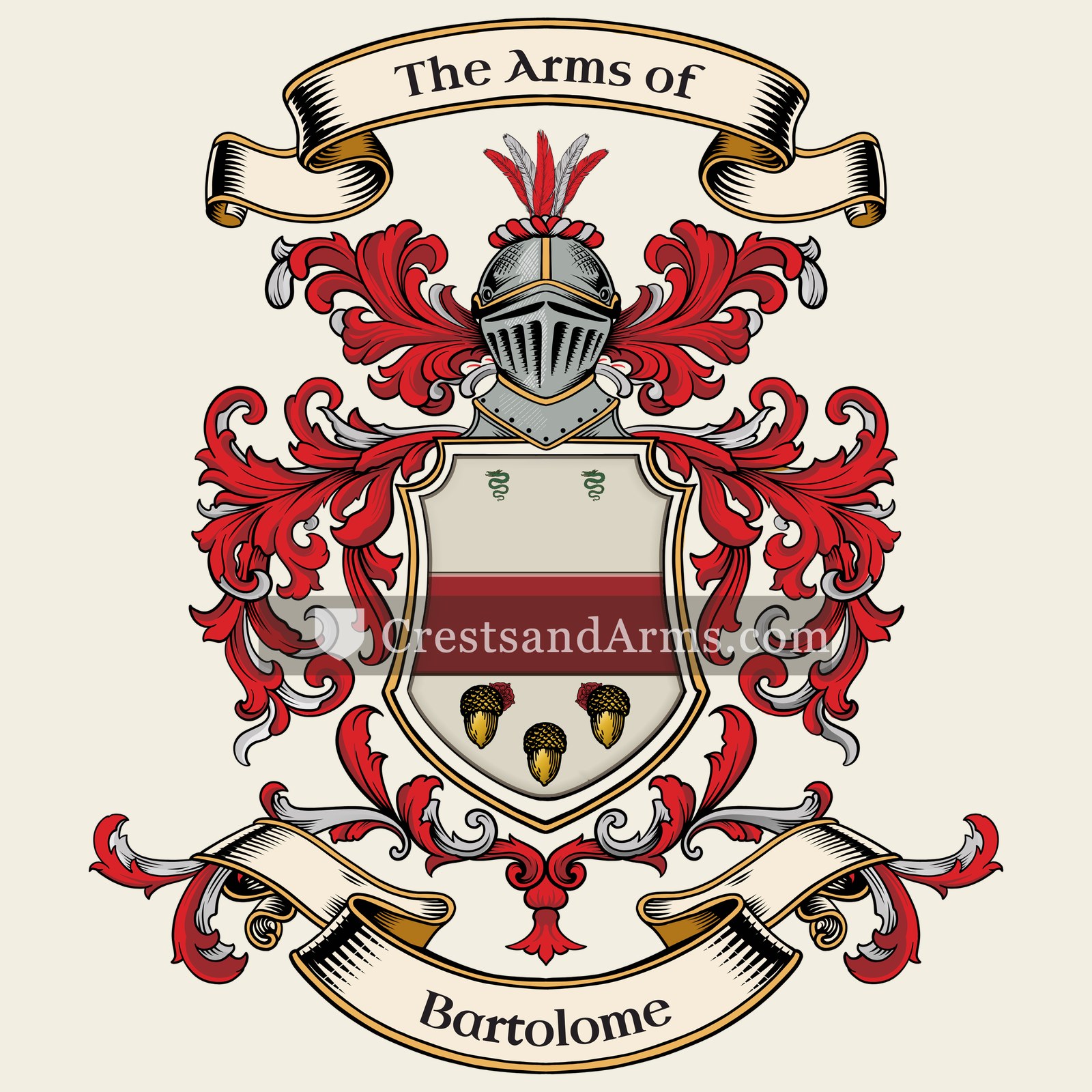 The Bartolome coat of arms, drawn from the recorded blazon
