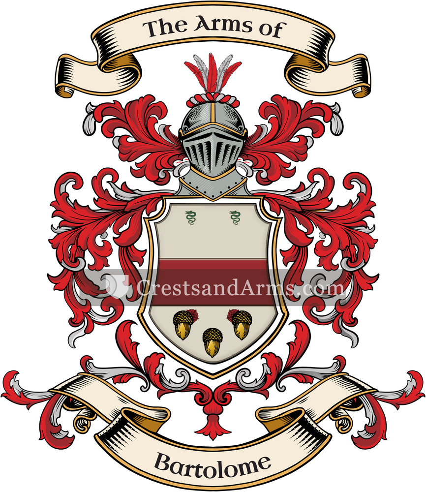 The Bartolome coat of arms, drawn from the recorded blazon