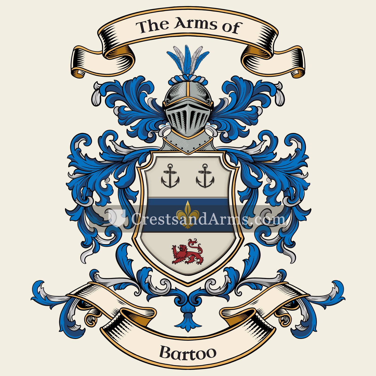 The Bartoo coat of arms, drawn from the recorded blazon