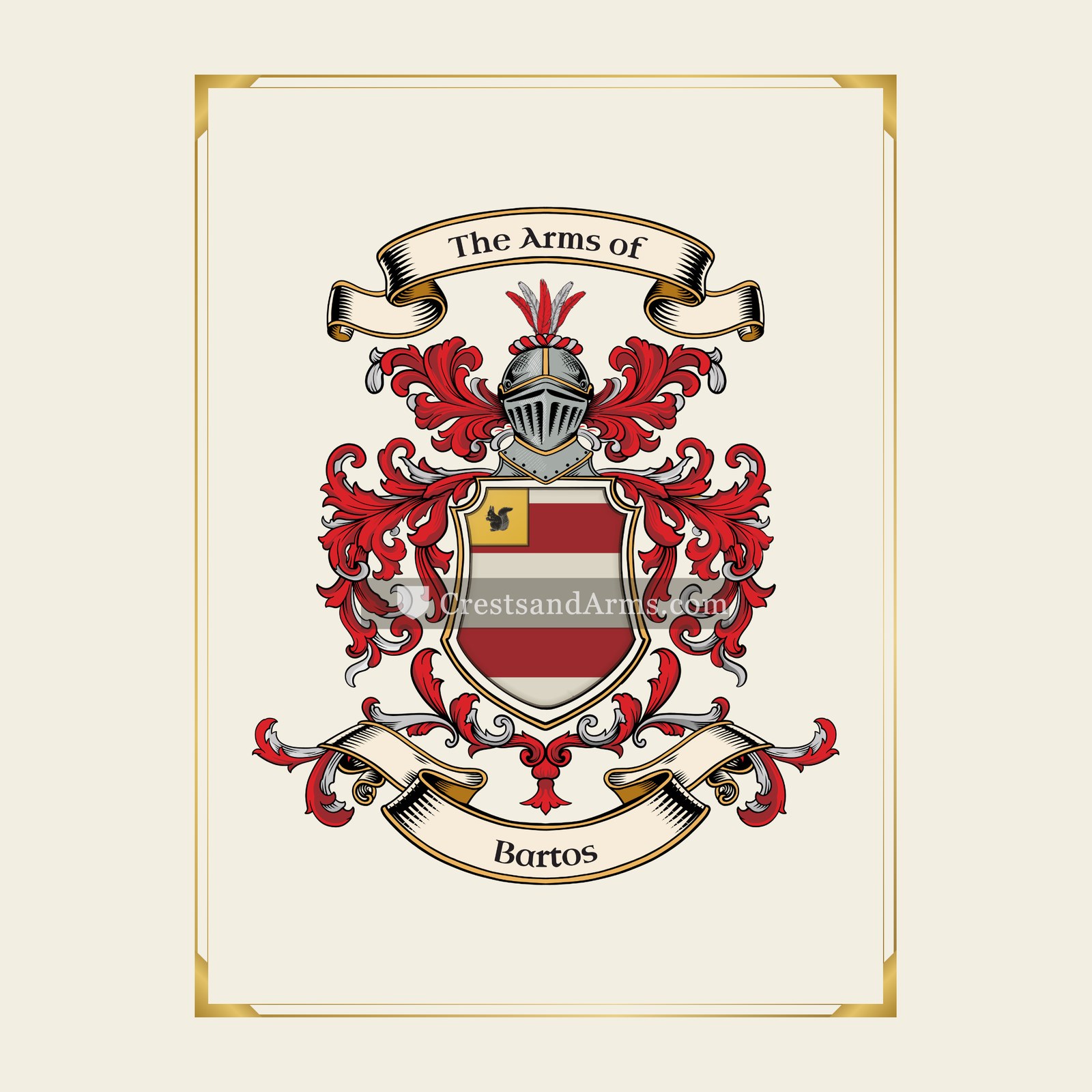With gold border
