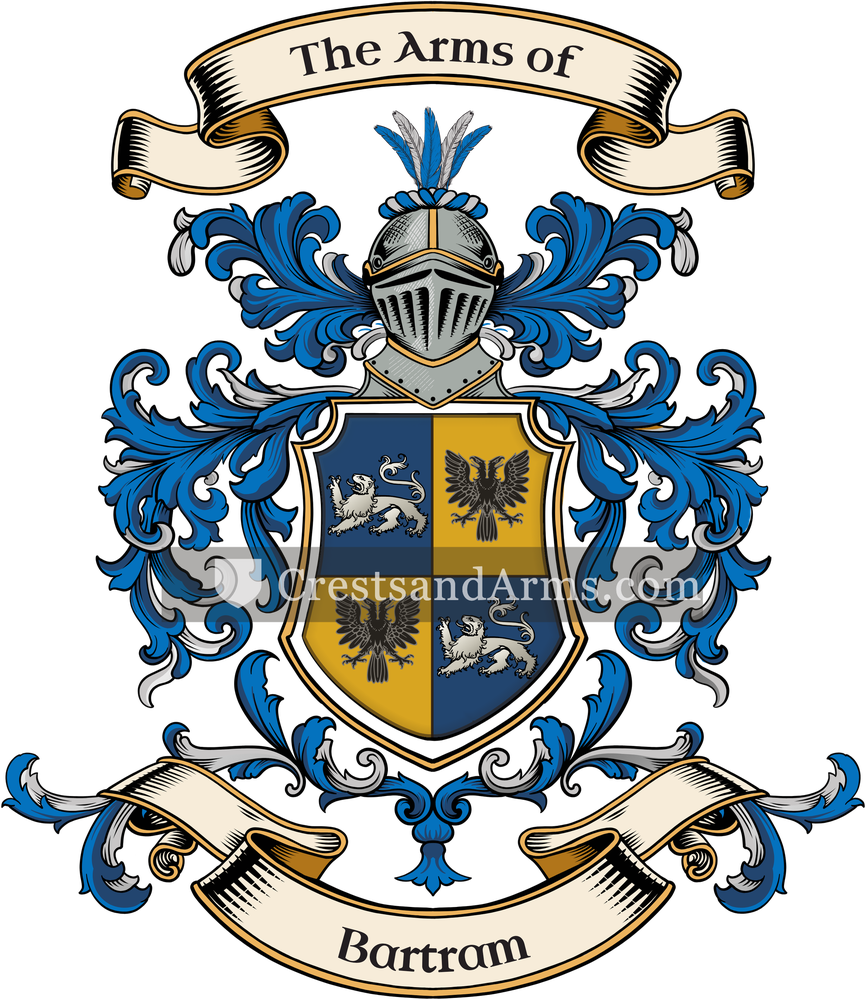 The Bartram coat of arms, drawn from the recorded blazon