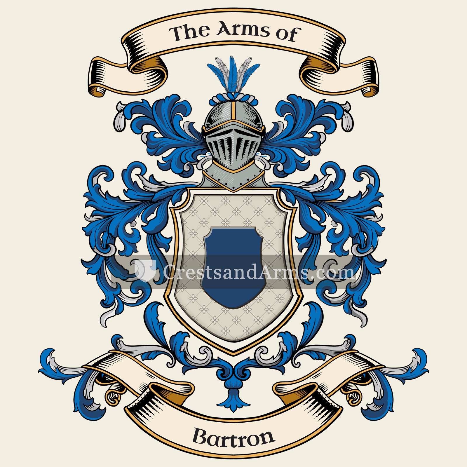 The Bartron coat of arms, drawn from the recorded blazon
