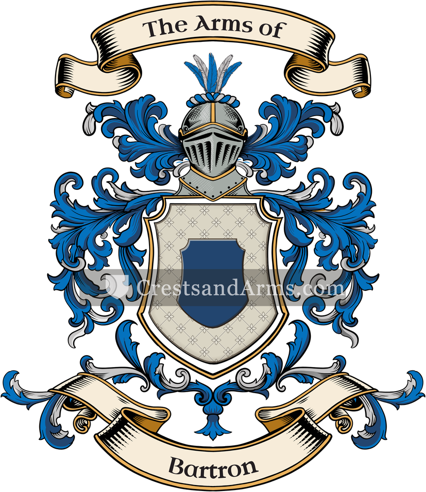 The Bartron coat of arms, drawn from the recorded blazon