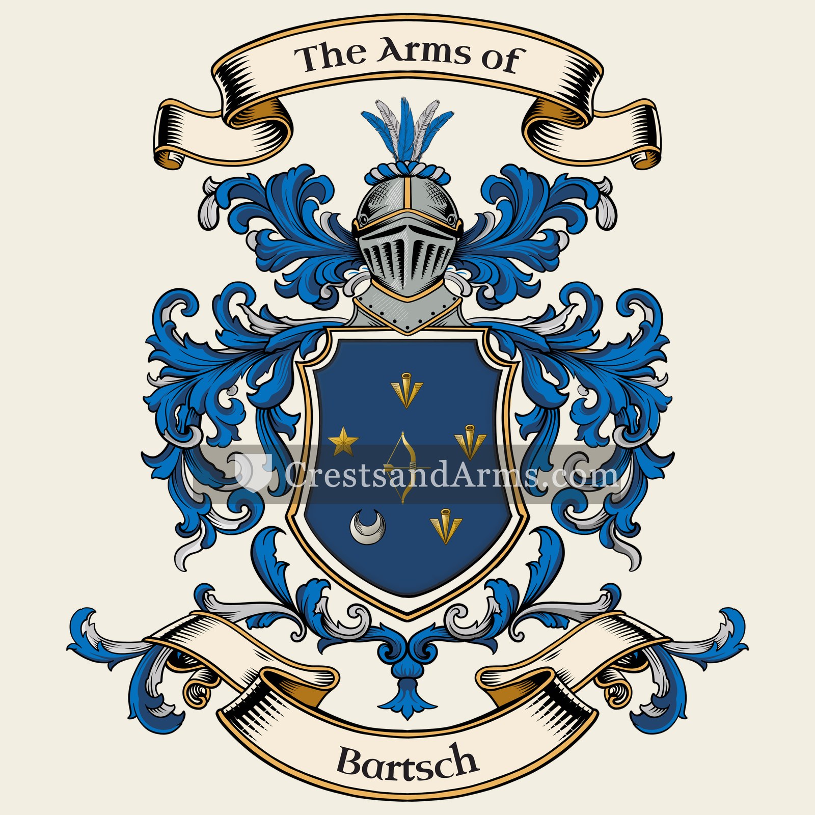 The Bartsch coat of arms, drawn from the recorded blazon