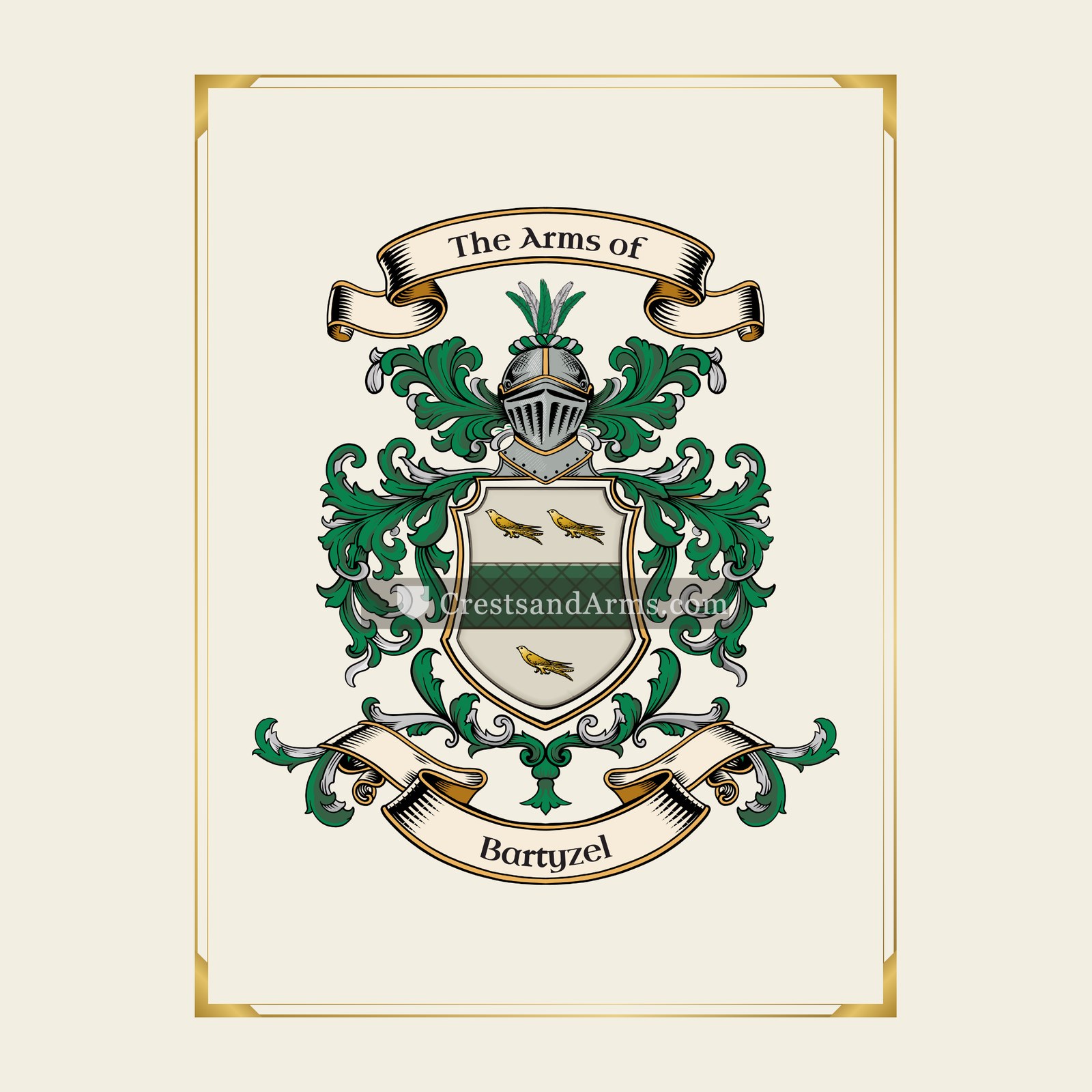 With gold border