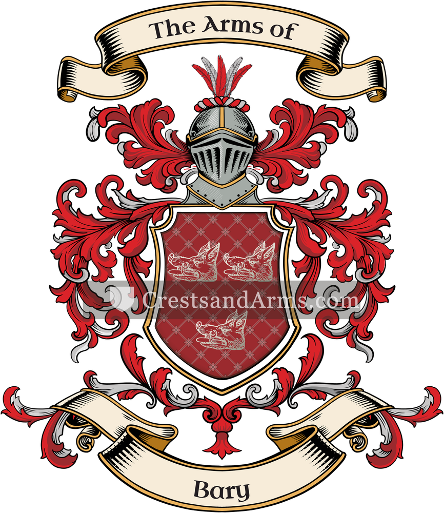 The Bary coat of arms, drawn from the recorded blazon
