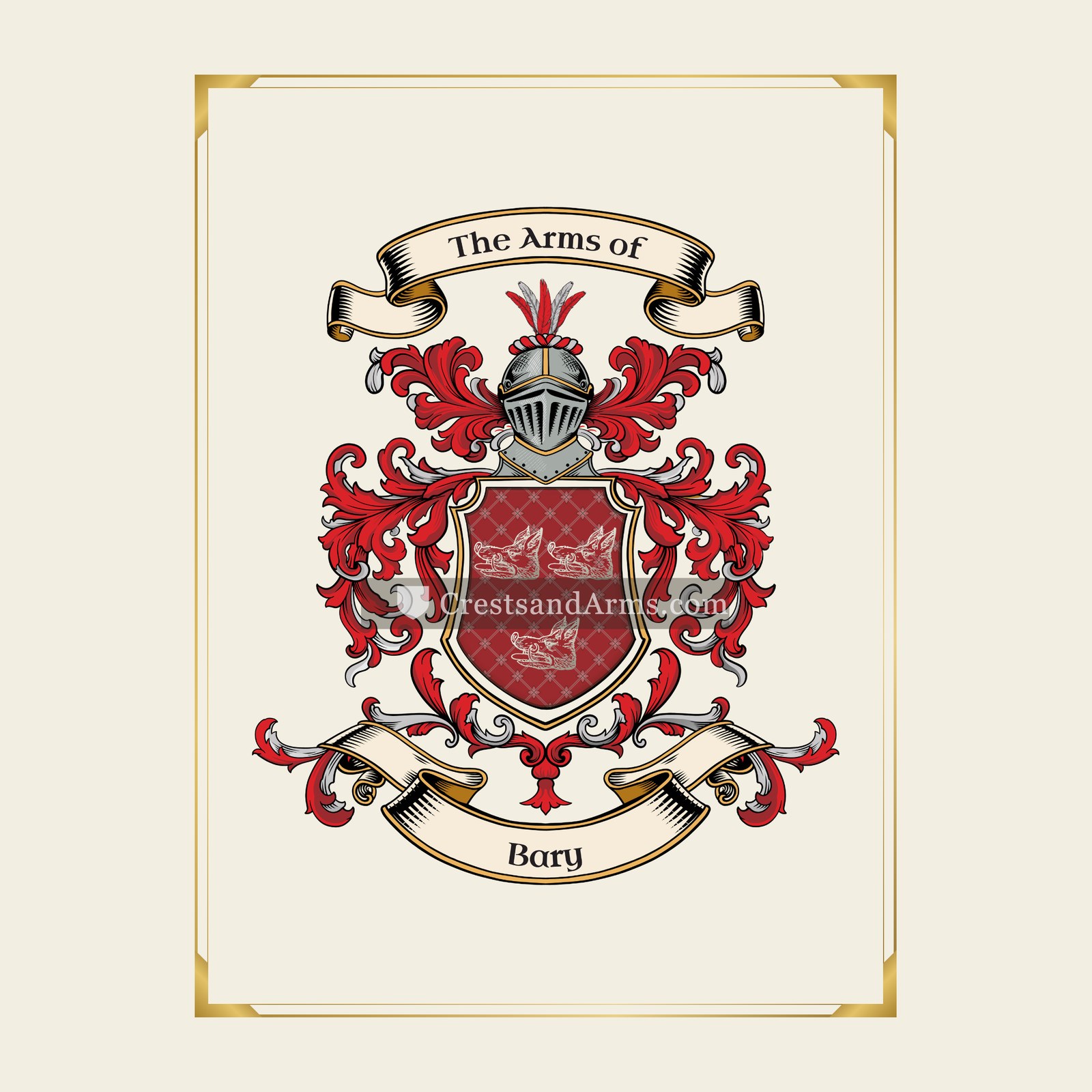 With gold border