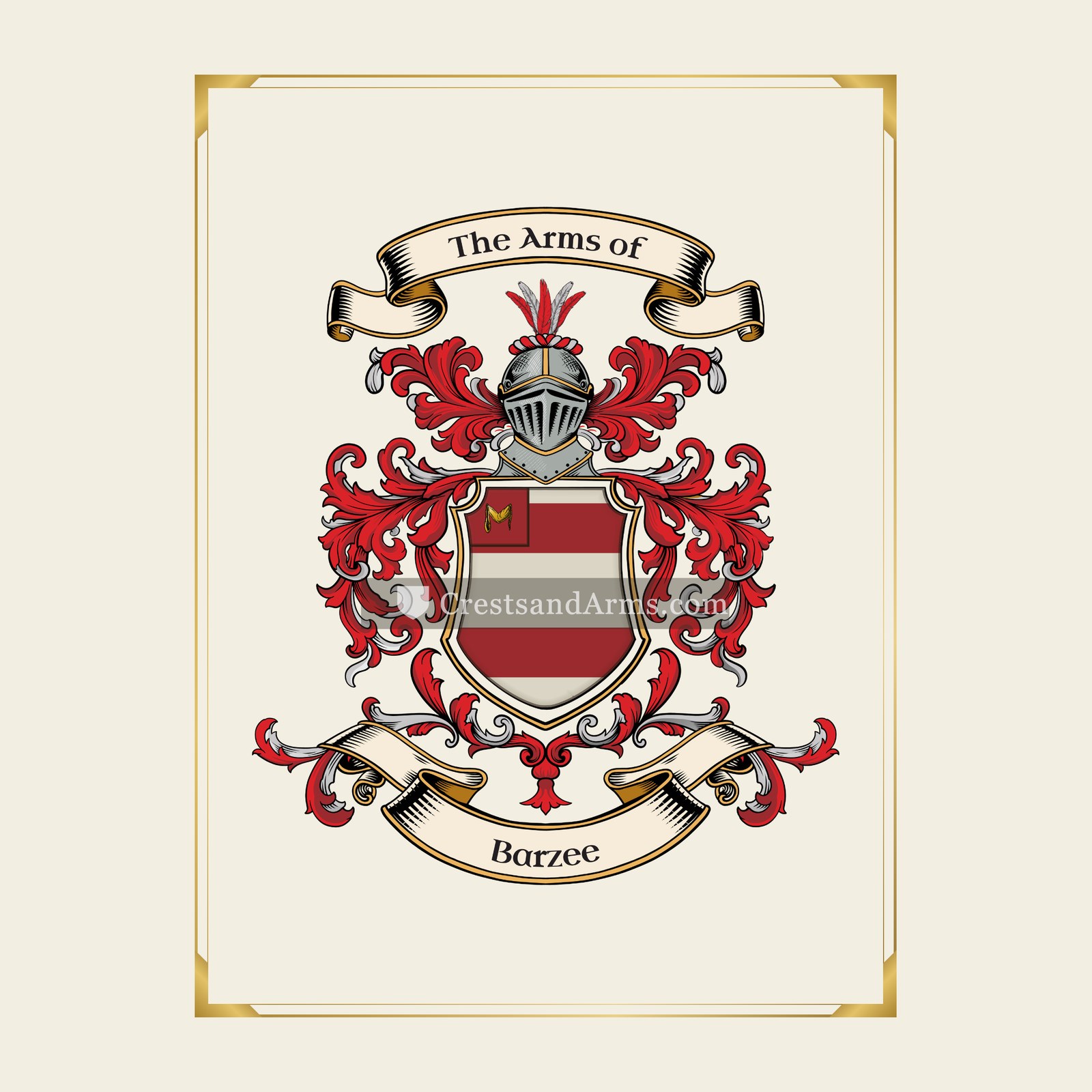 With gold border