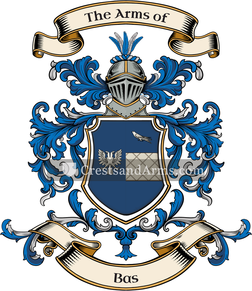 The Bas coat of arms, drawn from the recorded blazon
